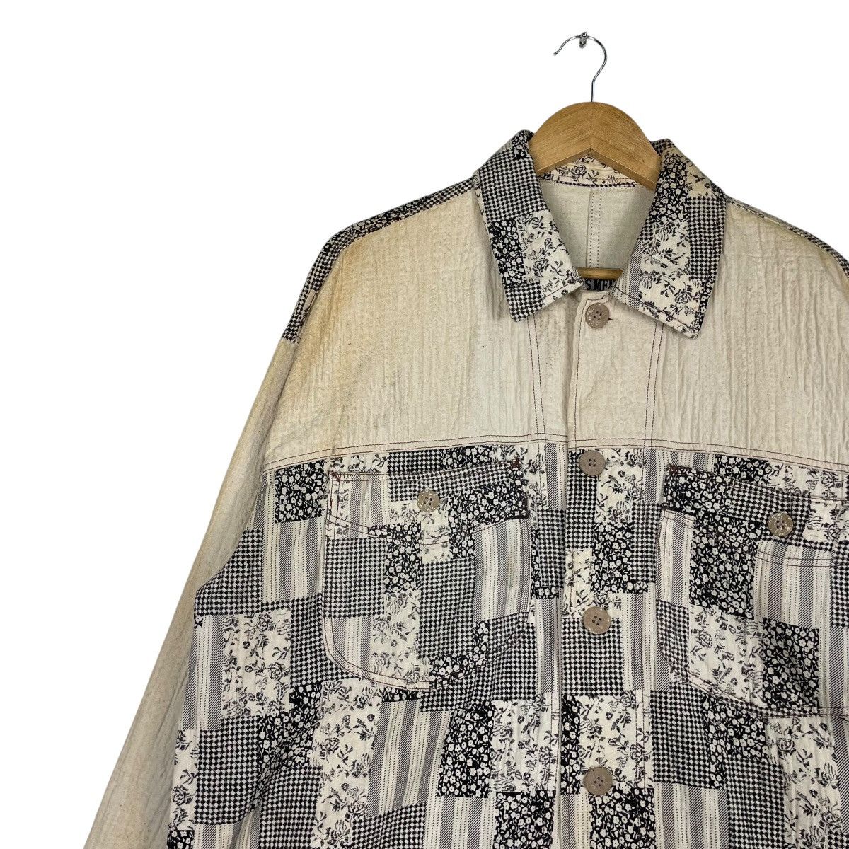 Issey Miyake × Japanese Brand × Vintage 💥THIS MEN JAPAN PATCHWORK BAGGY BUTTON JACKET Size US XL / EU 56 / 4 - 6 Thumbnail