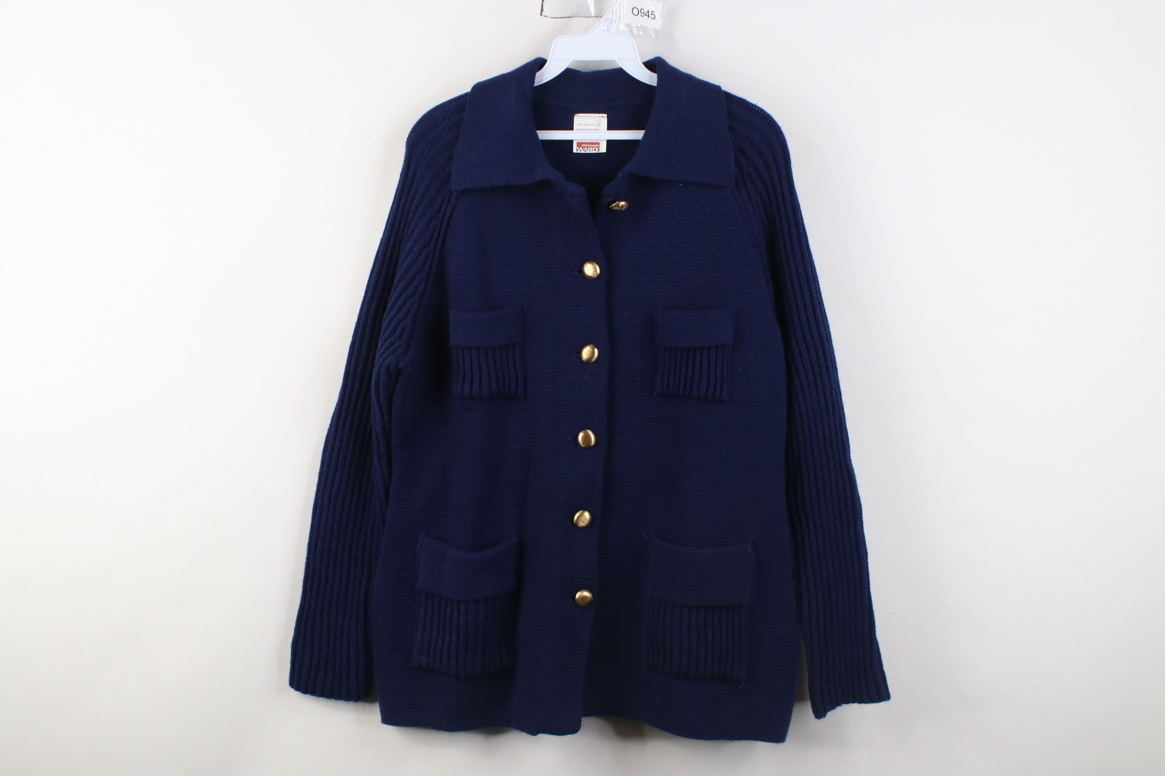 Vintage Vintage 70s Streetwear Ribbed Knit Collared Cardigan Sweater Size XS / US 0-2 / IT 36-38 - 1 Thumbnail