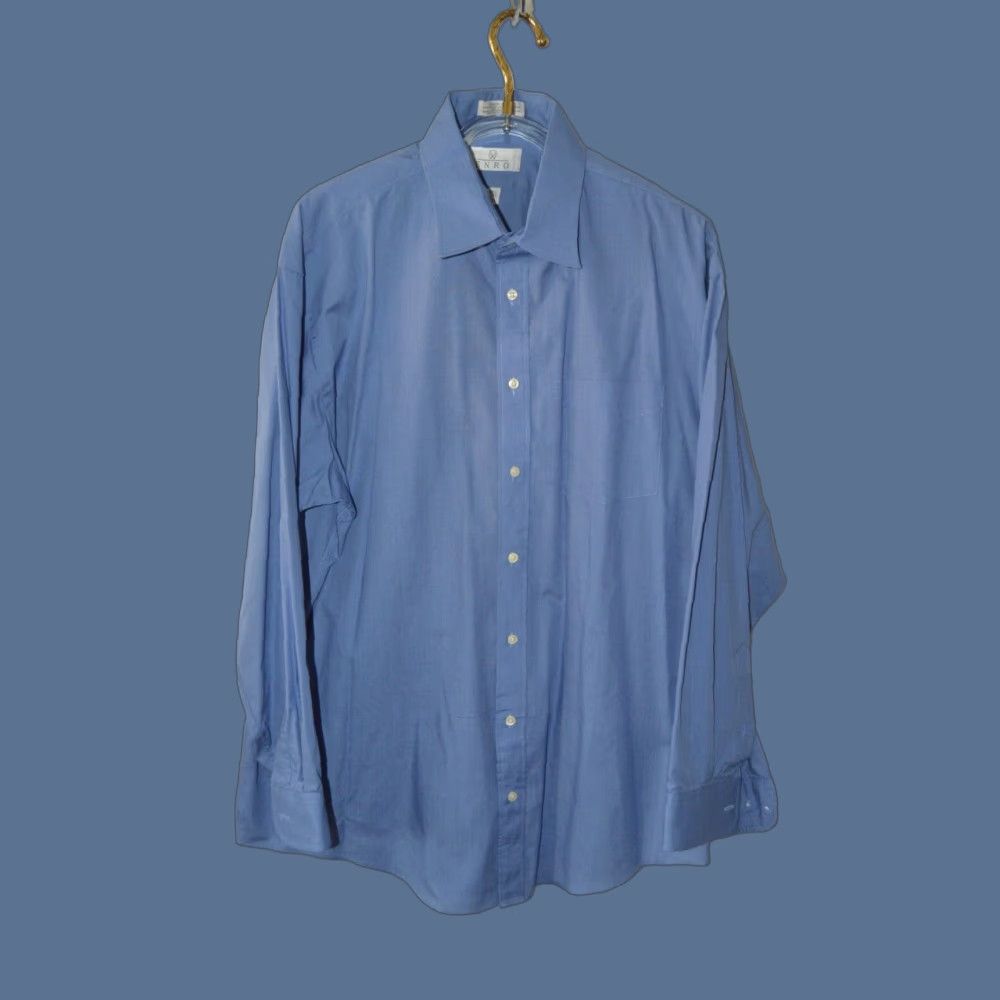 Enro Enro Men's Shirt 18.5 35/36 Blue Solid Long Sleeve Tall Size US XXL / EU 58 / 5 - 1 Thumbnail