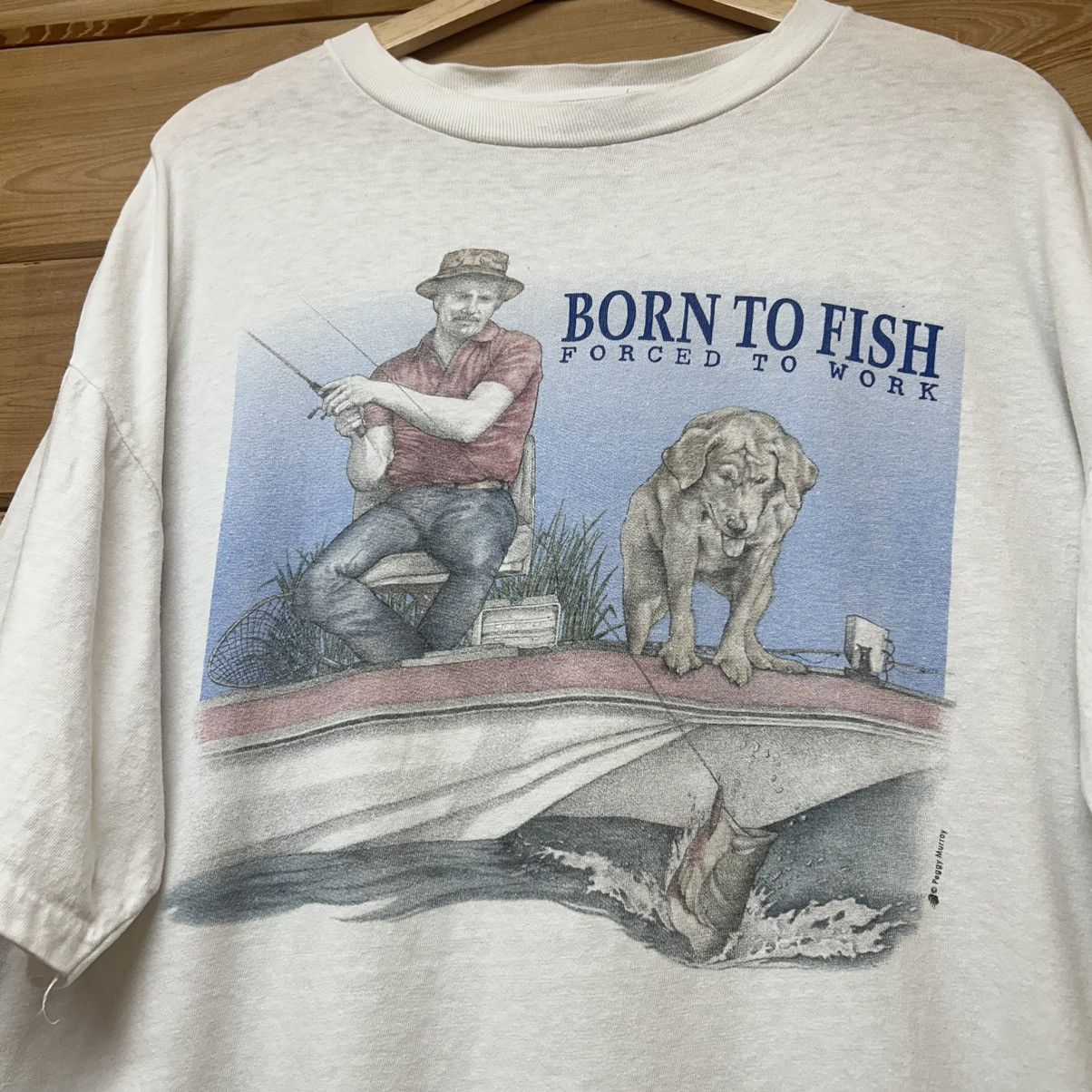 Vintage Vintage 90s Born To Fish Forced To Work Nature Boxy T Shirt Size US XL / EU 56 / 4 - 3 Thumbnail