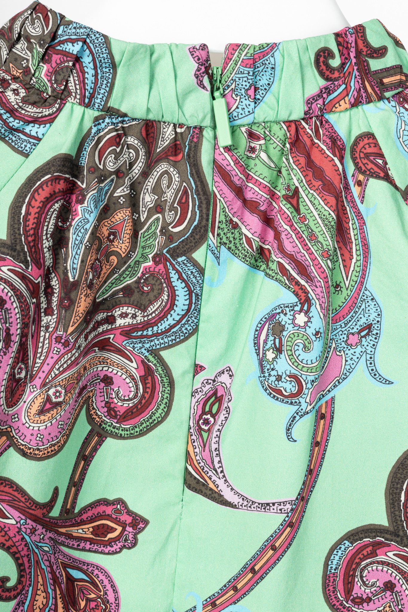 Tibi Tibi Mint Multi Paisley Cotton Shirred Neck Top Size XS / US 0-2 / IT 36-38 - 6 Thumbnail