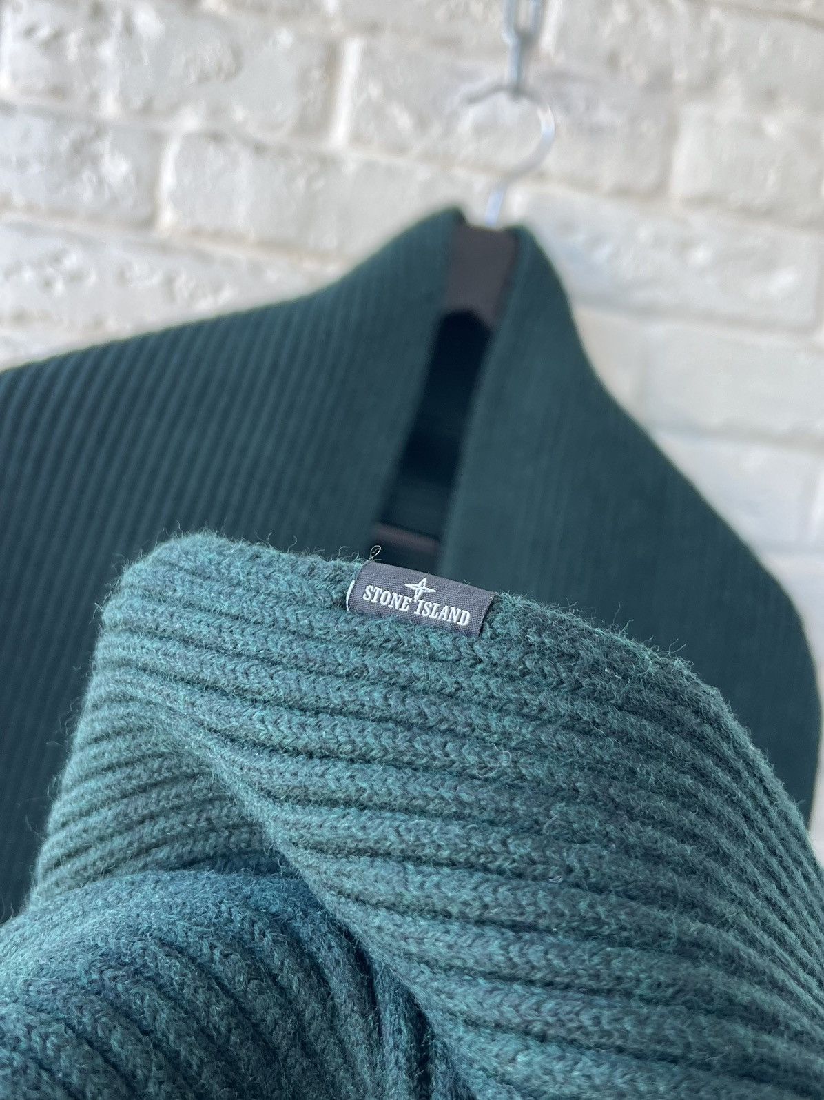 Stone Island Stone Island Green Lana Wool Knit Ribbed Scarf Size ONE SIZE - 3 Thumbnail
