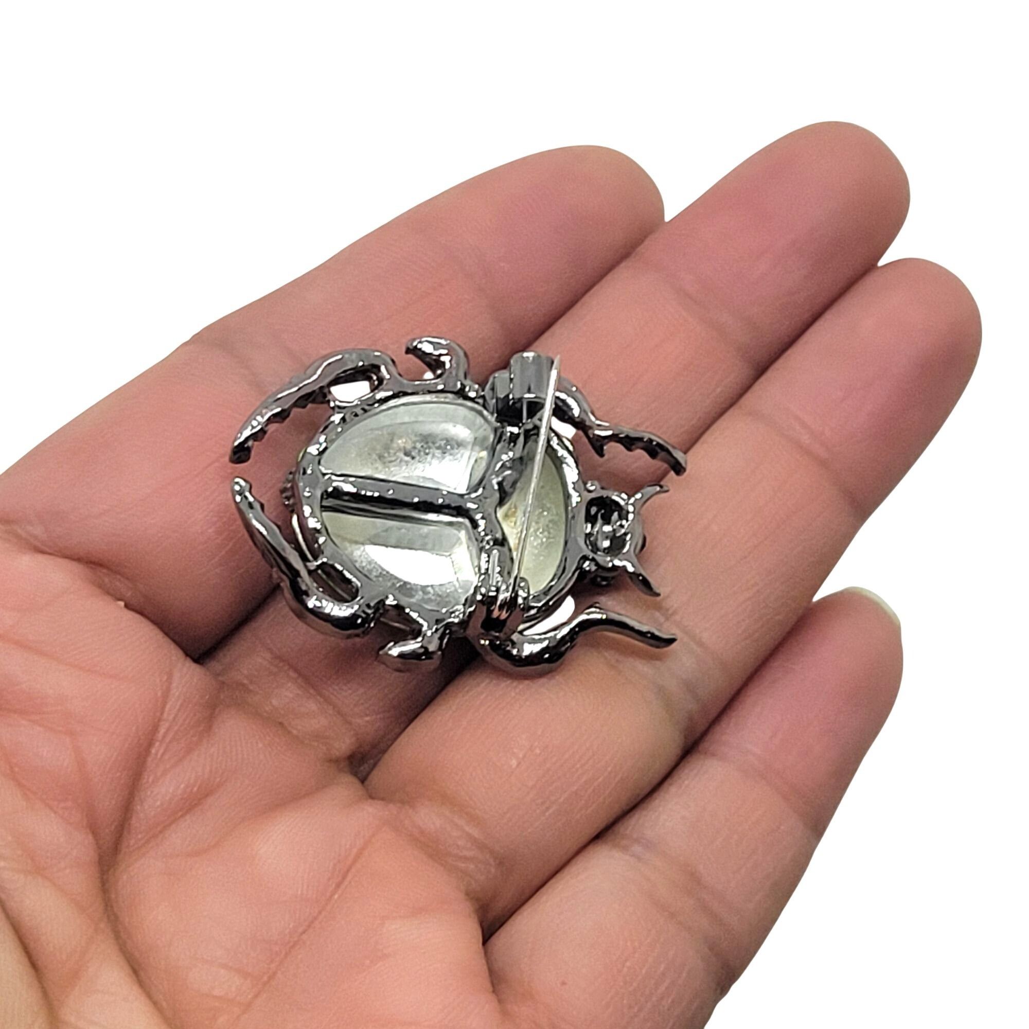 Other Scarab Elegant Beetle Brooch Pin Green Rhinestones Insect Je Size ONE SIZE - 4 Thumbnail