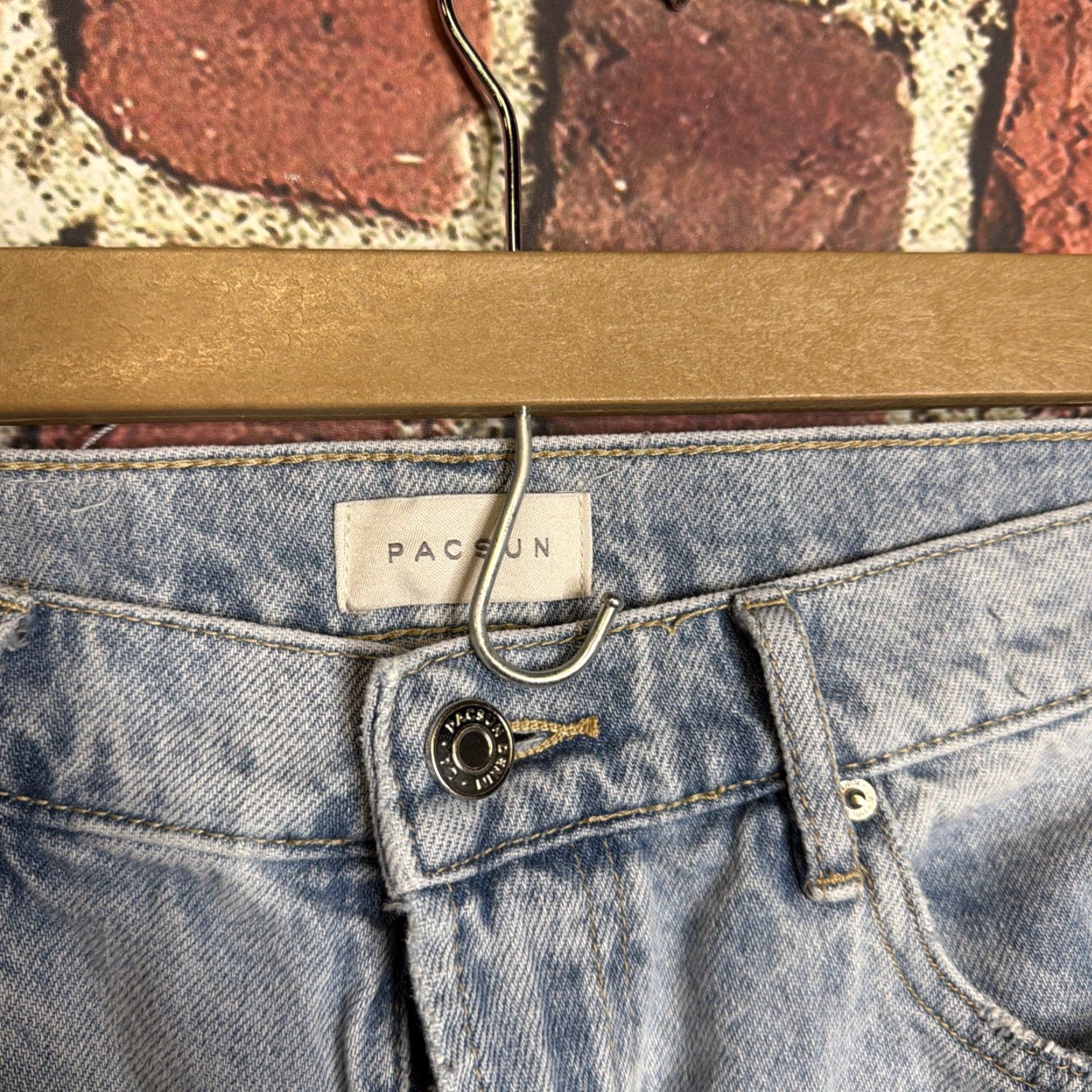 Pacsun Pacsun Extreme Jorts Mens 25 Blue Jean Shorts Casual Streetwear Skater Flames Jeans Wide-Leg Inseam 13 Light Wash Color Blue Mens Size US 26 / EU 42 - 2 Thumbnail