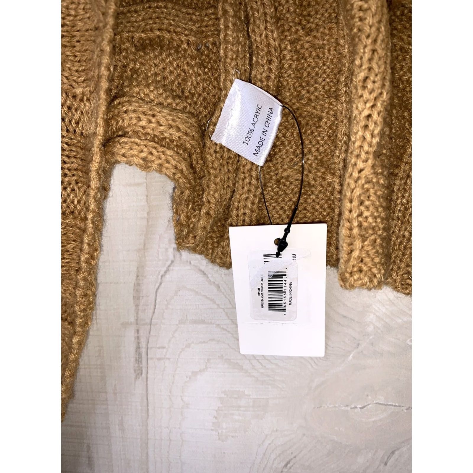 Vintage Hadley Wren Marissa Knit Gold Poncho Womens One Size-10044 Size ONE SIZE - 3 Thumbnail
