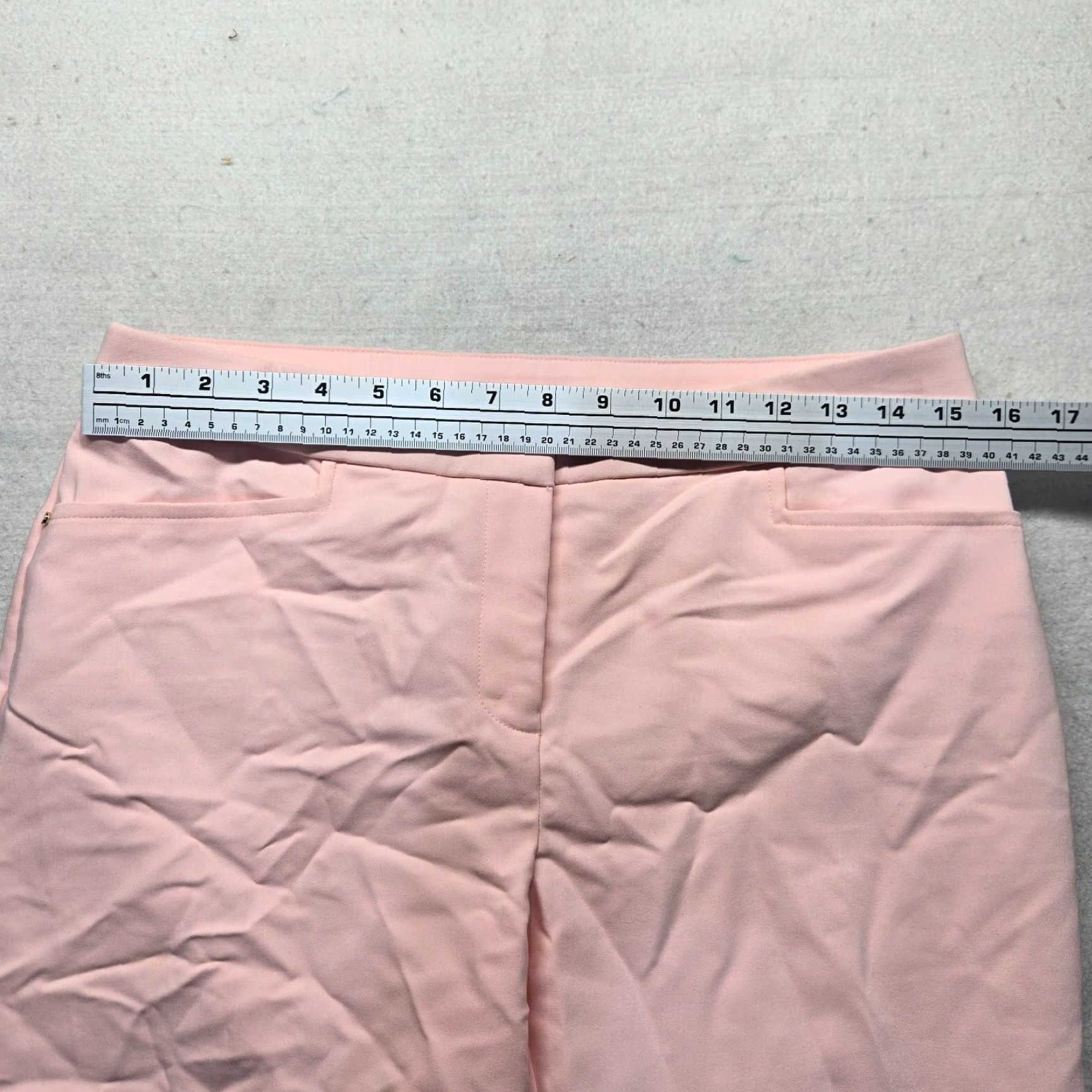 Vintage Rafaella Pink Solid Curvy Fit Straight Leg Pants Adult Women's Size 6 Petite Polyester Viscose Size 28" / US 6 / IT 42 - 4 Thumbnail