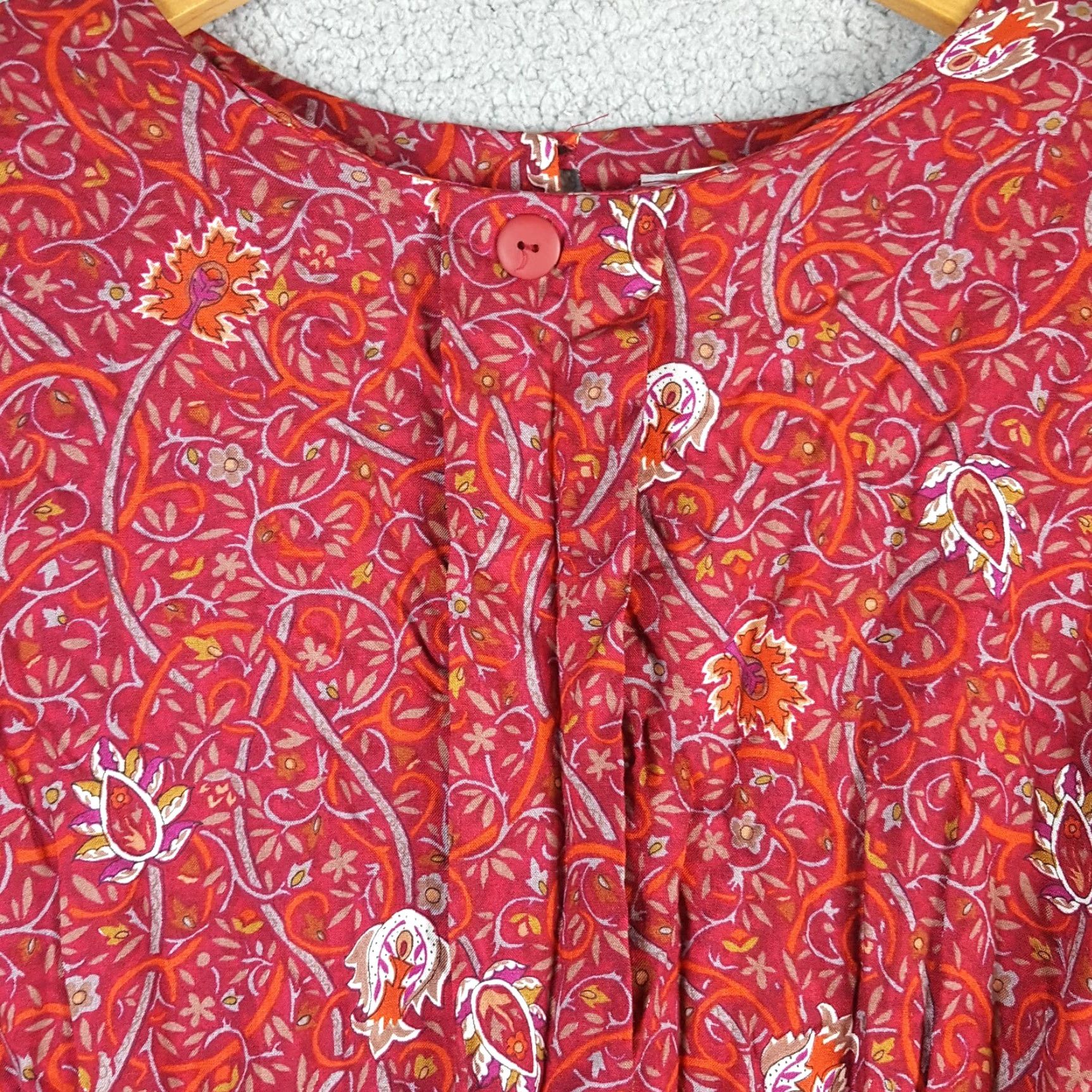 Vintage Vintage 80s Red Floral Tie Peplum Waist Women's Size 8 Boho Midi Dress Paisley Susan Richards Size M / US 6-8 / IT 42-44 - 3 Thumbnail
