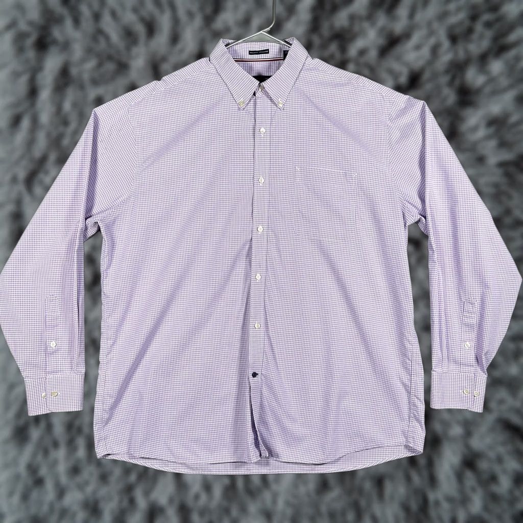 Tommy Hilfiger Tommy Hilfiger Shirt Mens 2XL Purple Gingham Dress Button Down Wrinkle Free Size 48R - 1 Thumbnail