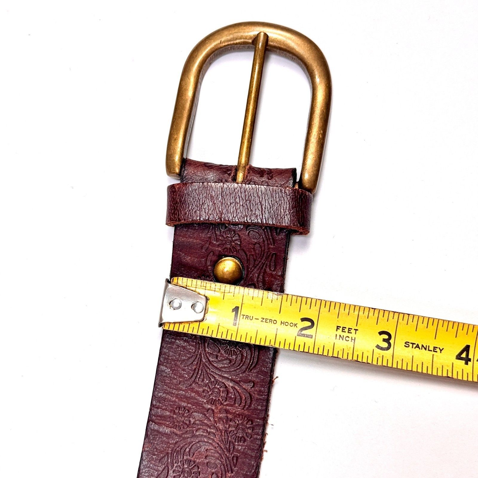 Vintage Vintage Womens Brown Tooled Leather Braided Belt Floral Boho Size ONE SIZE - 3 Thumbnail
