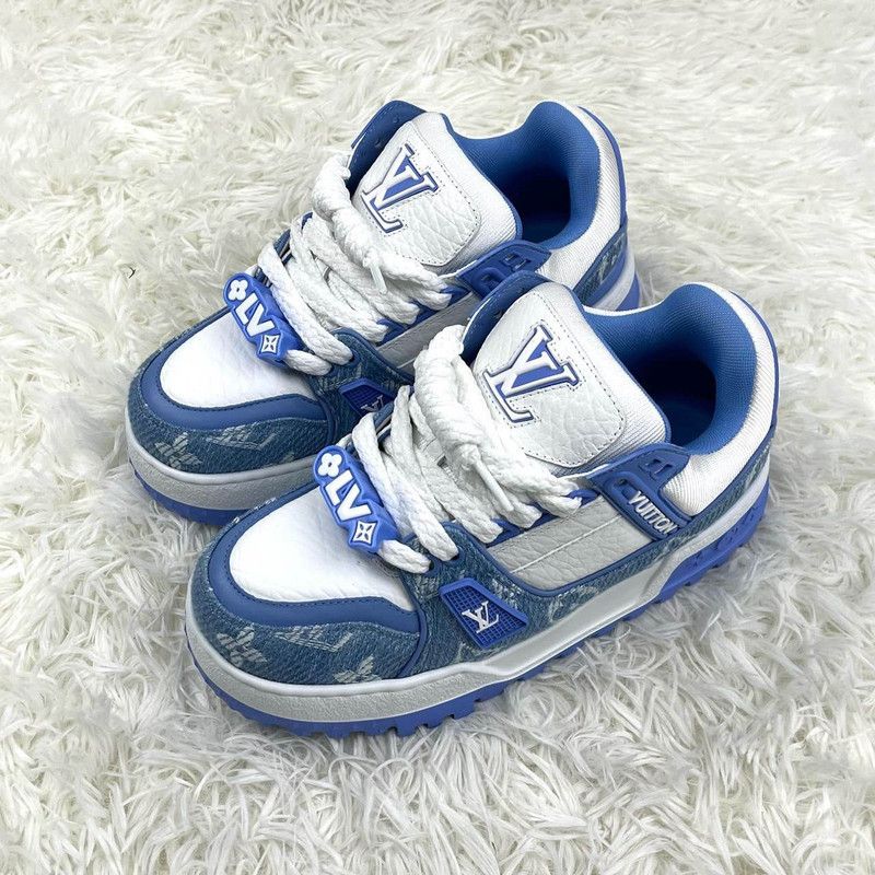 Louis Vuitton Louis Vuitton Trainer Maxi Blue Low-Top Sneakers 0079 Size US 5 / IT 35 - 1 Thumbnail