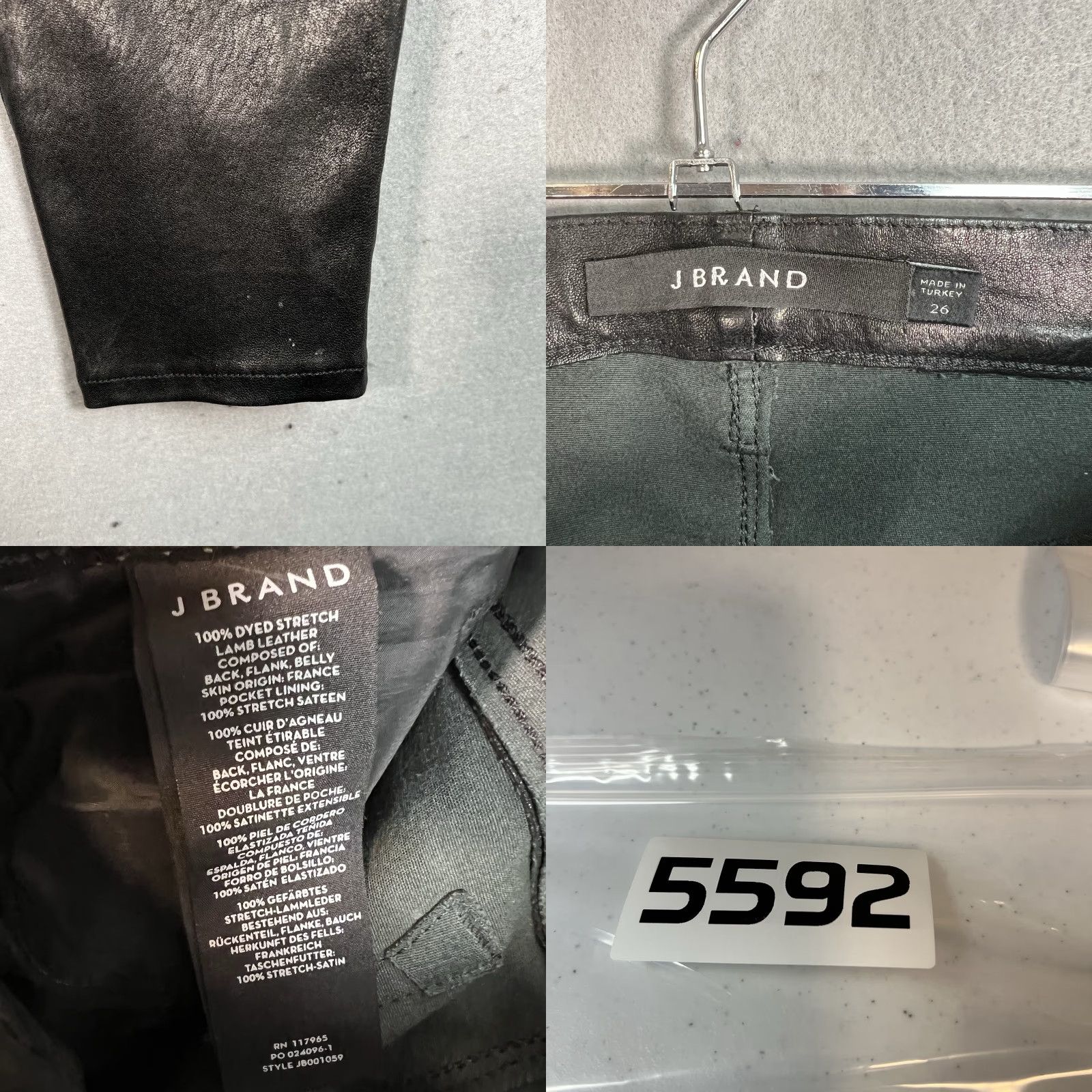 J Brand VINTAGE J Brand High Rise 100% Lamb Leather Straight Leg Crop Pants Black Size 26 Womens Size 26" / US 2 / IT 38 - 8 Thumbnail