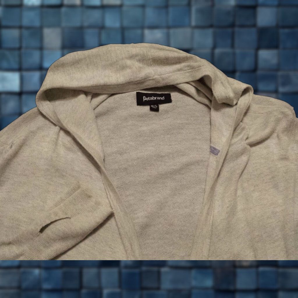 Vintage Betabrand Cardigan Sweater Shirt Open Front Gray Cotton Blend Nylon Silk Long Sleeve Womens M/L Medium Gray Size L / US 10 / IT 46 - 1 Thumbnail