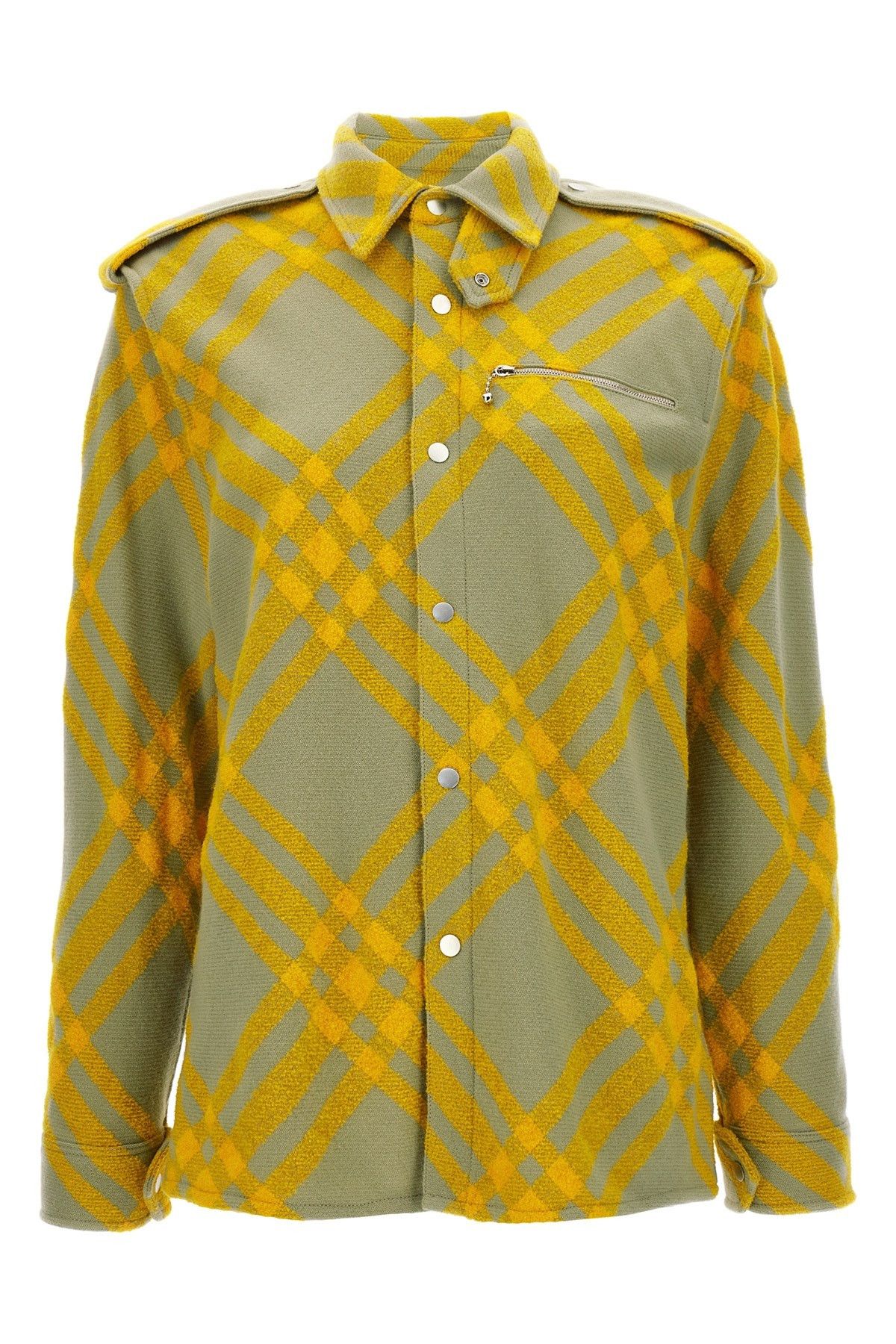 image of Burberry Check Overshirt in Yellow, Women's (Size XS)