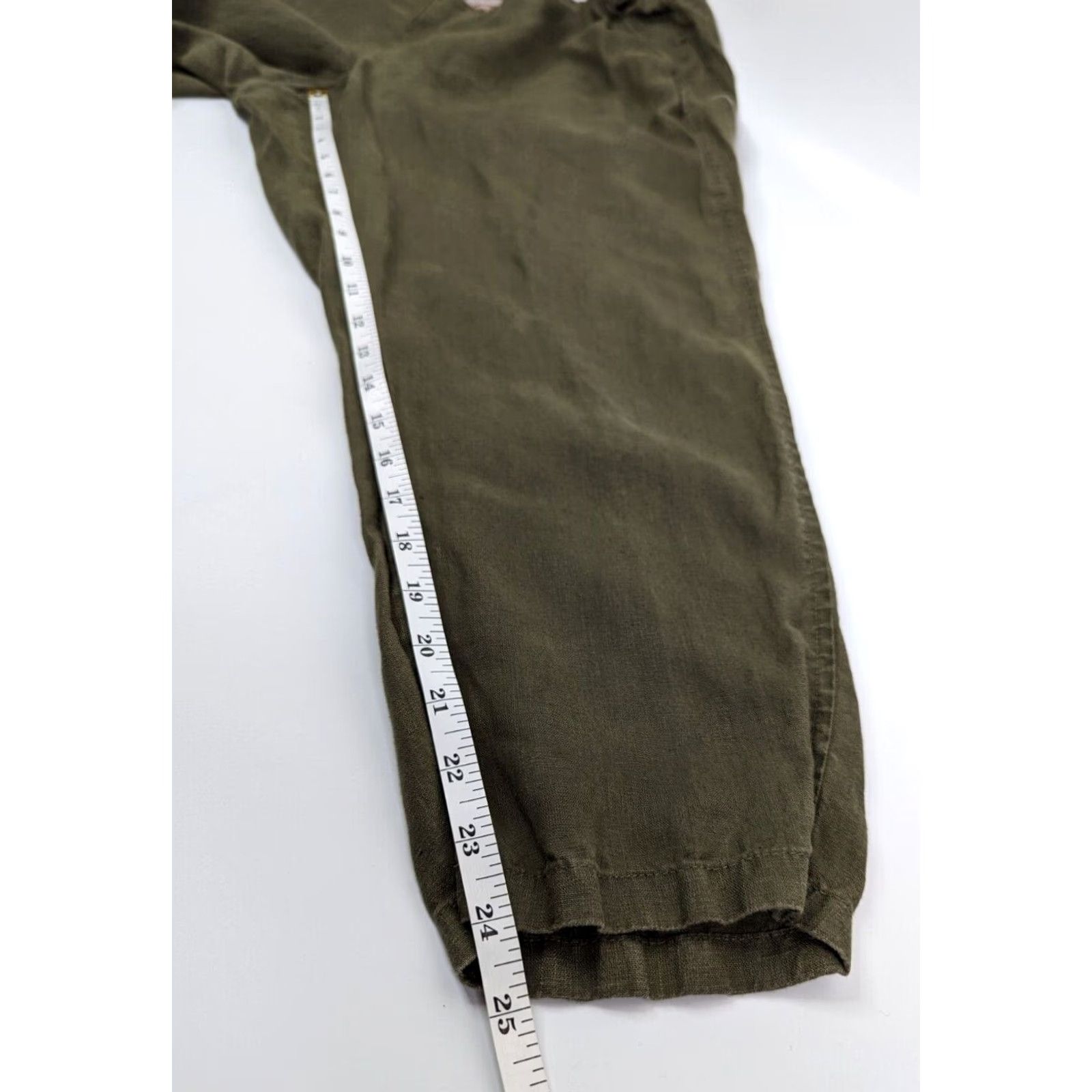 J. Jill VINTAGE J Jill Love Linen Pants Women's XL Olive Green Cropped Pull On Pockets Lagenlook - Mens, Womens Size 40" / US 18 - 5 Thumbnail