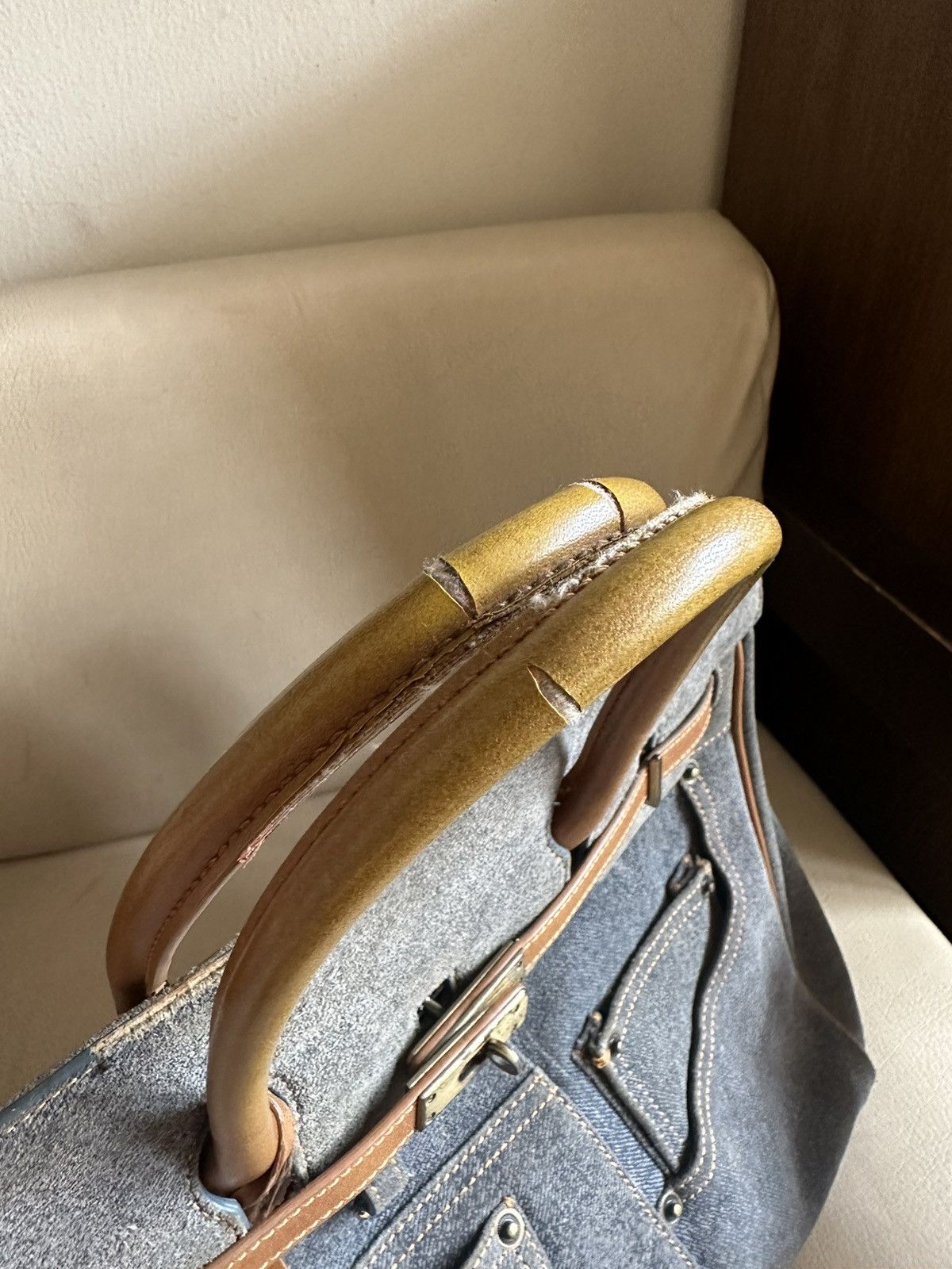 Japanese Brand 1990s Japan Made D-Dream Denim Distressed Birkin Bag Size ONE SIZE - 9 Thumbnail
