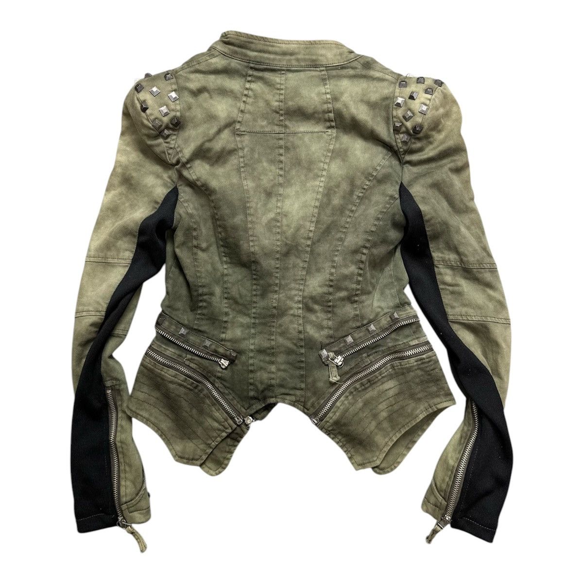 20471120 SICK FADED ARCHIVE Avant-Garde CROPPED STUDDED JACKET Size XS / US 0-2 / IT 36-38 - 2 Thumbnail