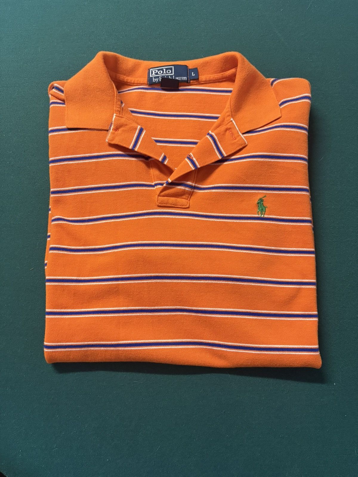 Polo Ralph Lauren Polo Ralph Lauren Striped Polo Shirt Orange Size L Size US L / EU 52-54 / 3 - 1 Thumbnail
