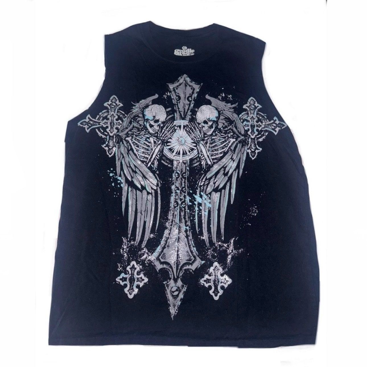 Other Goodie Two Sleeves Gothic Skull Cross Sleeveless Tee Size L Size US L / EU 52-54 / 3 - 1 Thumbnail