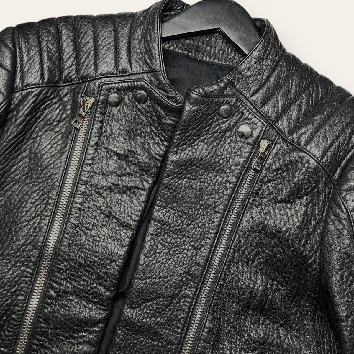 Balmain Balmain men’s Black leather biker jacket 52 luxury Size US L / EU 52-54 / 3 - 2 Thumbnail