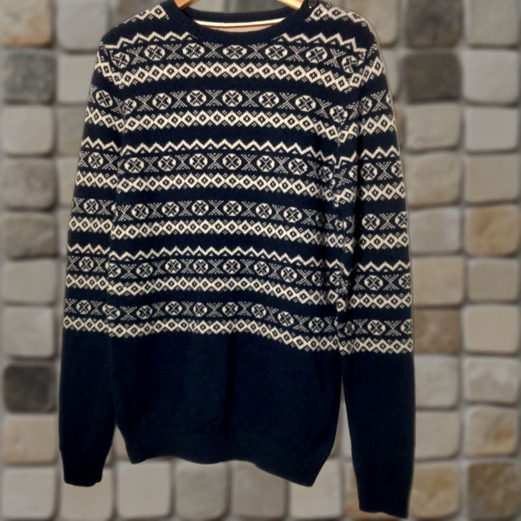 Lindbergh Lindbergh Sweater Pullover Women M Navy Blue White Fair Isle Nordic Wool Blend Knit Round Neck Long Sleeve Casual Size M / US 6-8 / IT 42-44 - 1 Thumbnail
