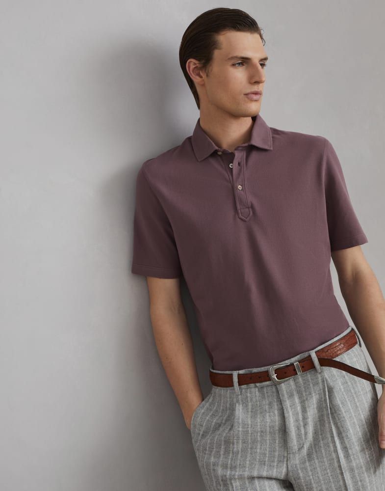 Brunello Cucinelli o1w1db10825 Polo T-Shirt in Brown Size US M / EU 48-50 / 2 - 3 Thumbnail