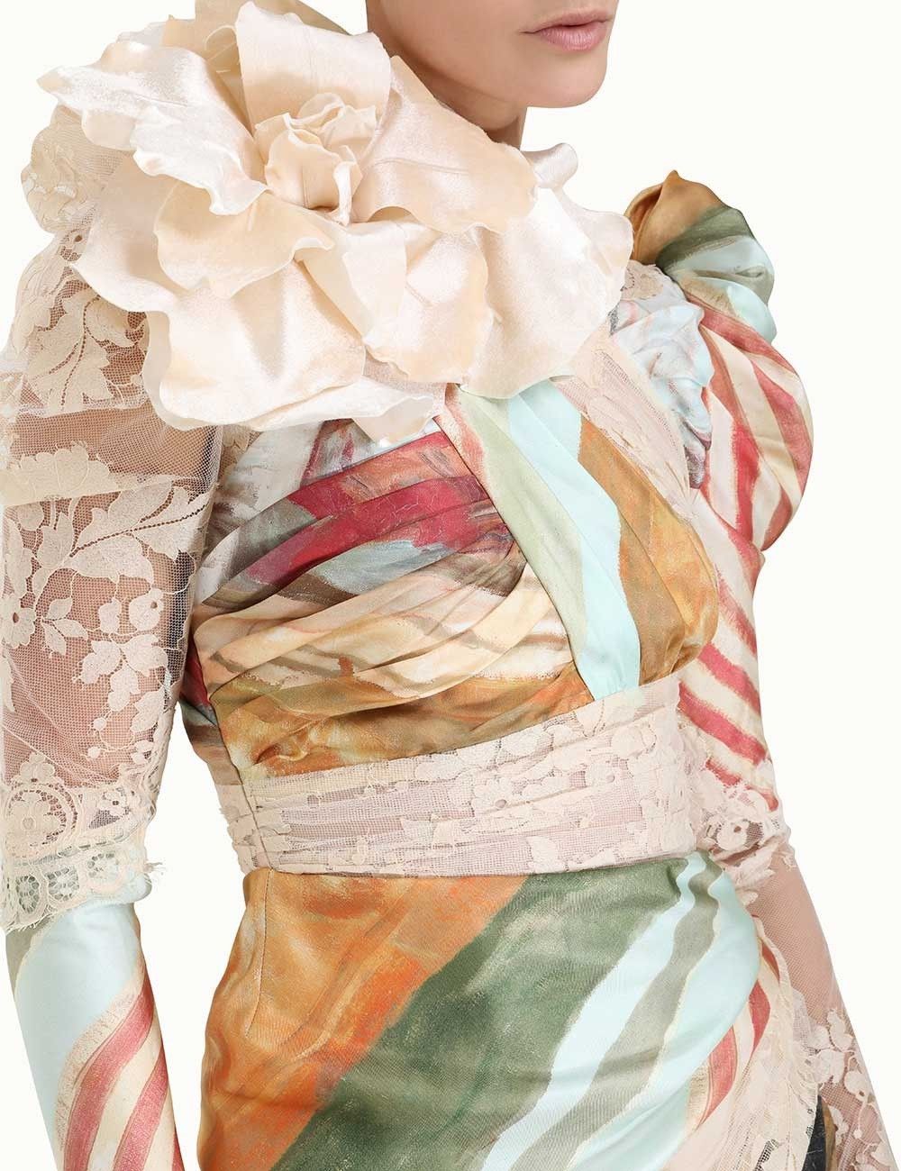Zimmermann oc11z0225 Luminosity Lace Drape Mini Dress in Multicolor Size S / US 4 / IT 40 - 6 Thumbnail