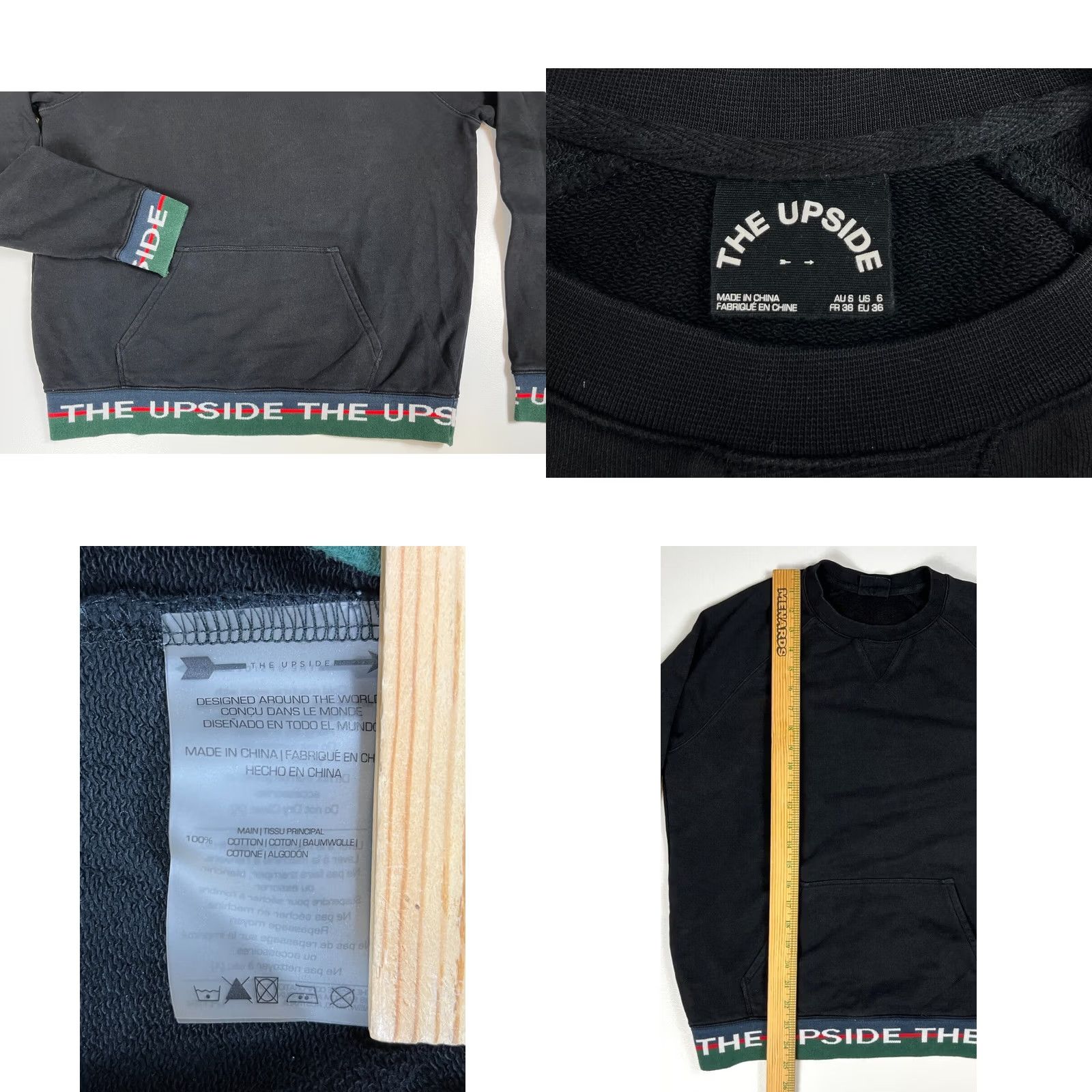 The Upside THE UPSIDE Women's Crewneck Sweatshirt Kangaroo Pocket Sz 6 Black 100% Cotton Activewear Pullover Shirt Womens Size M / US 6-8 / IT 42-44 - 8 Thumbnail