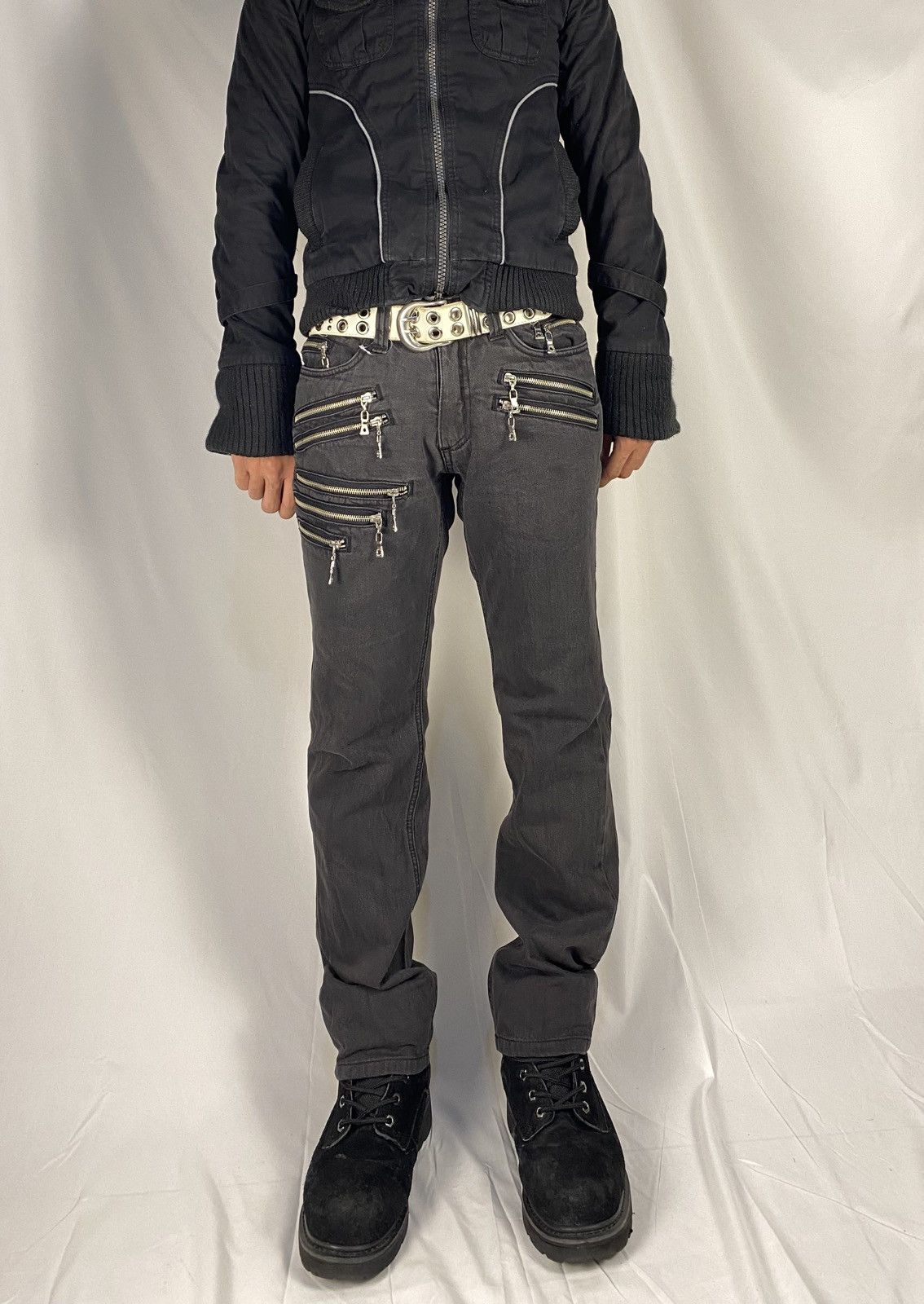 Japanese Brand Semantic Design Multi Zip Punk Bondage Slim Fit Denim Size US 29 - 2 Thumbnail
