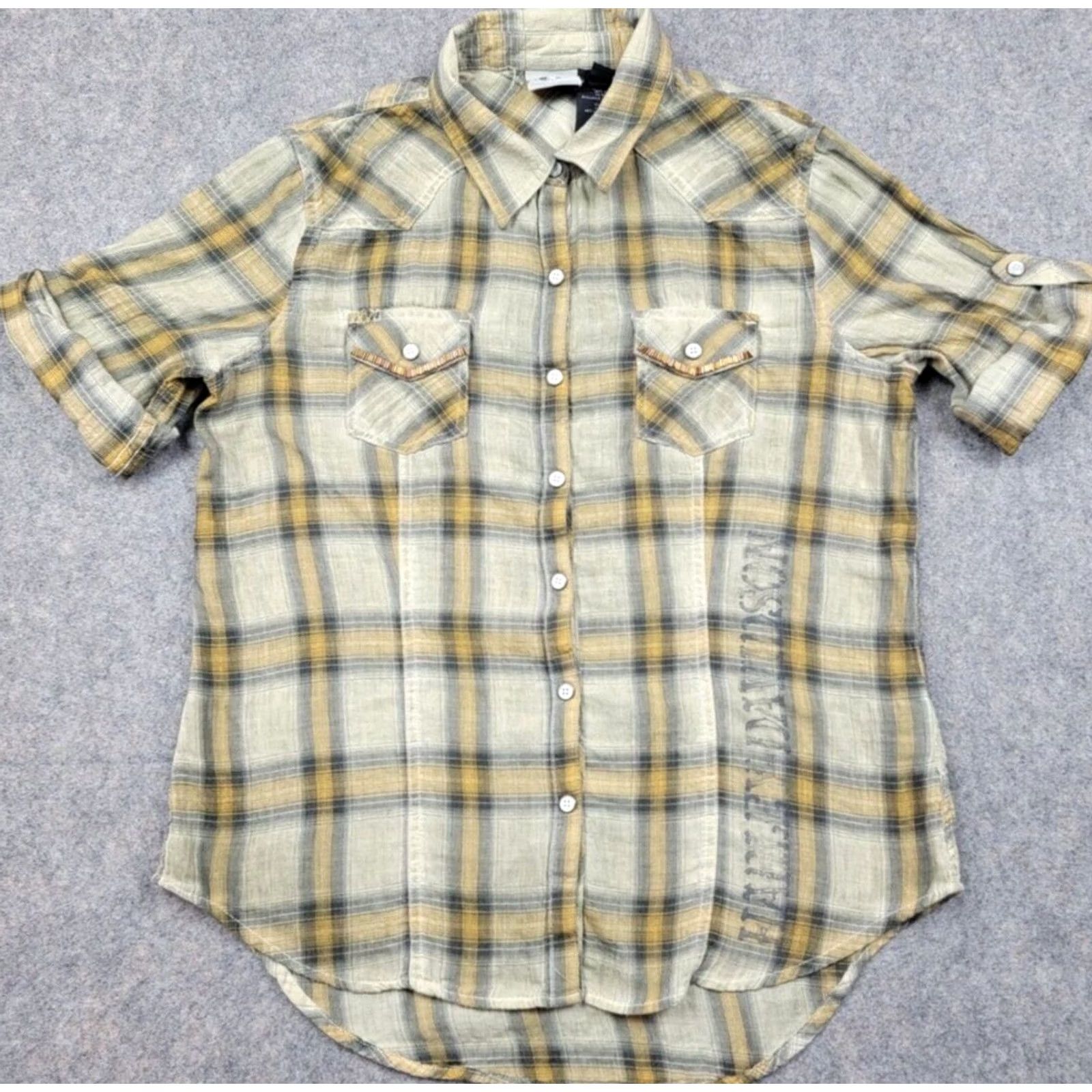 Harley Davidson Harley Davidson Womens Medium Plaid Button Up Lightweight Size M / US 6-8 / IT 42-44 - 2 Thumbnail