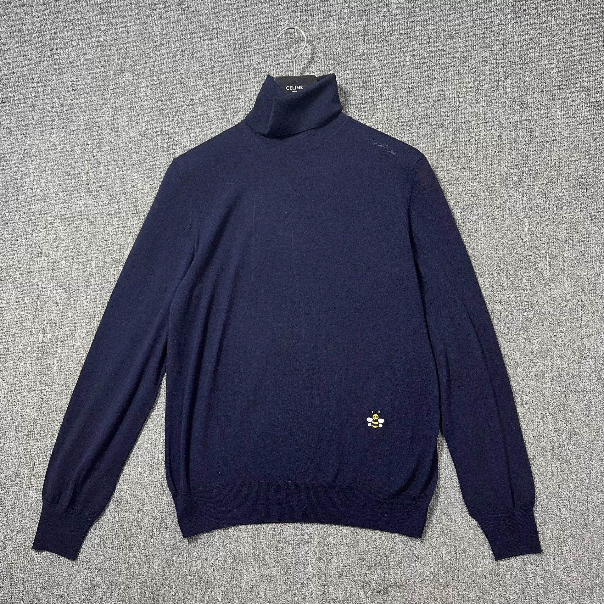 Dior Dior Navy Blue 100% Wool Collared Bee Sweater L Size US L / EU 52-54 / 3 - 1 Thumbnail