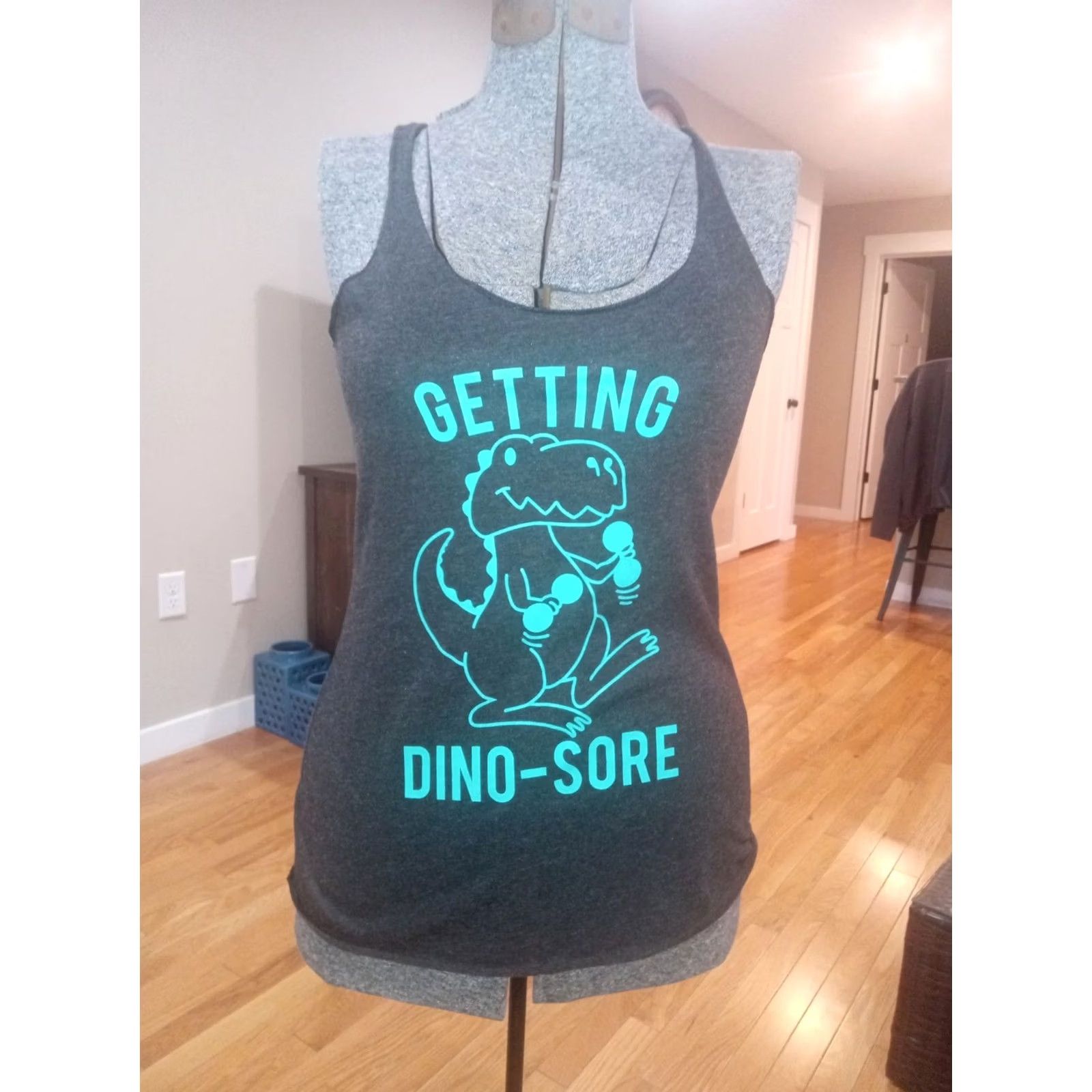 Next Level Next Level Women Racerback Tank Getting Dino-Sore Next Level S Gray Tank Women S Racerback 30" Chest 24" Length Size S / US 4 / IT 40 - 2 Thumbnail