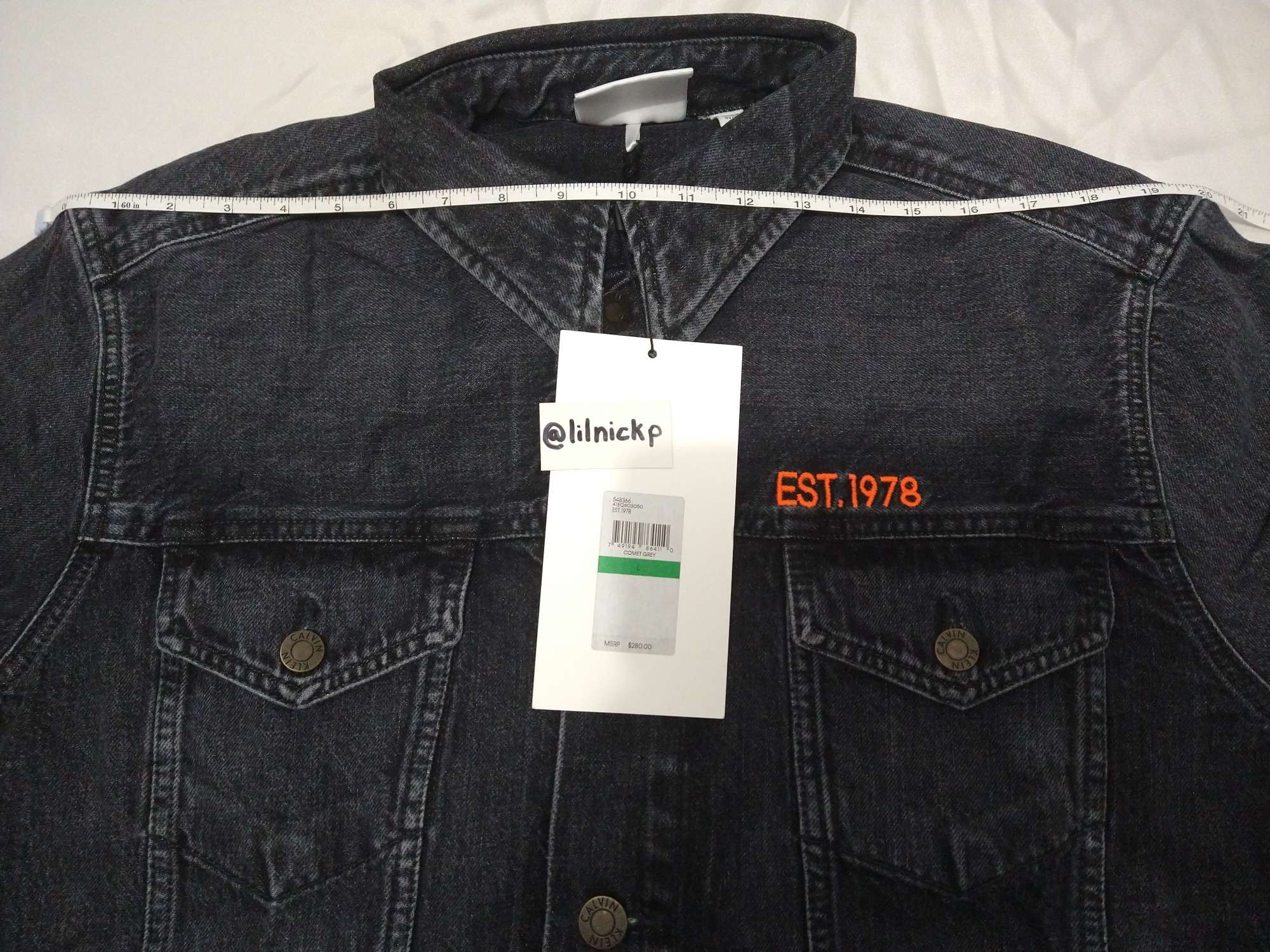 Calvin Klein 205W39NYC EST. 1978 Comet Grey Denim Trucker Jacket Size US L / EU 52-54 / 3 - 7 Thumbnail