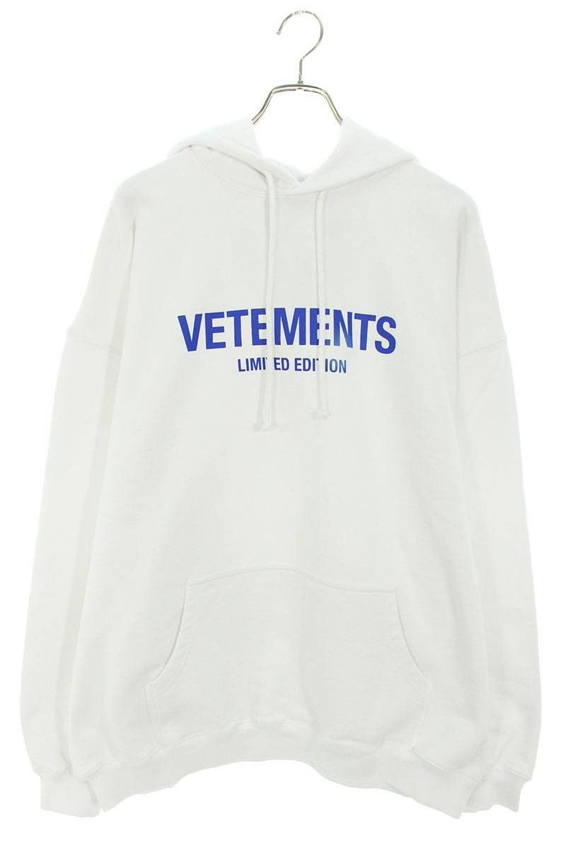 Vetements 24SS Logo Print Hoodie White x Blue Size XS