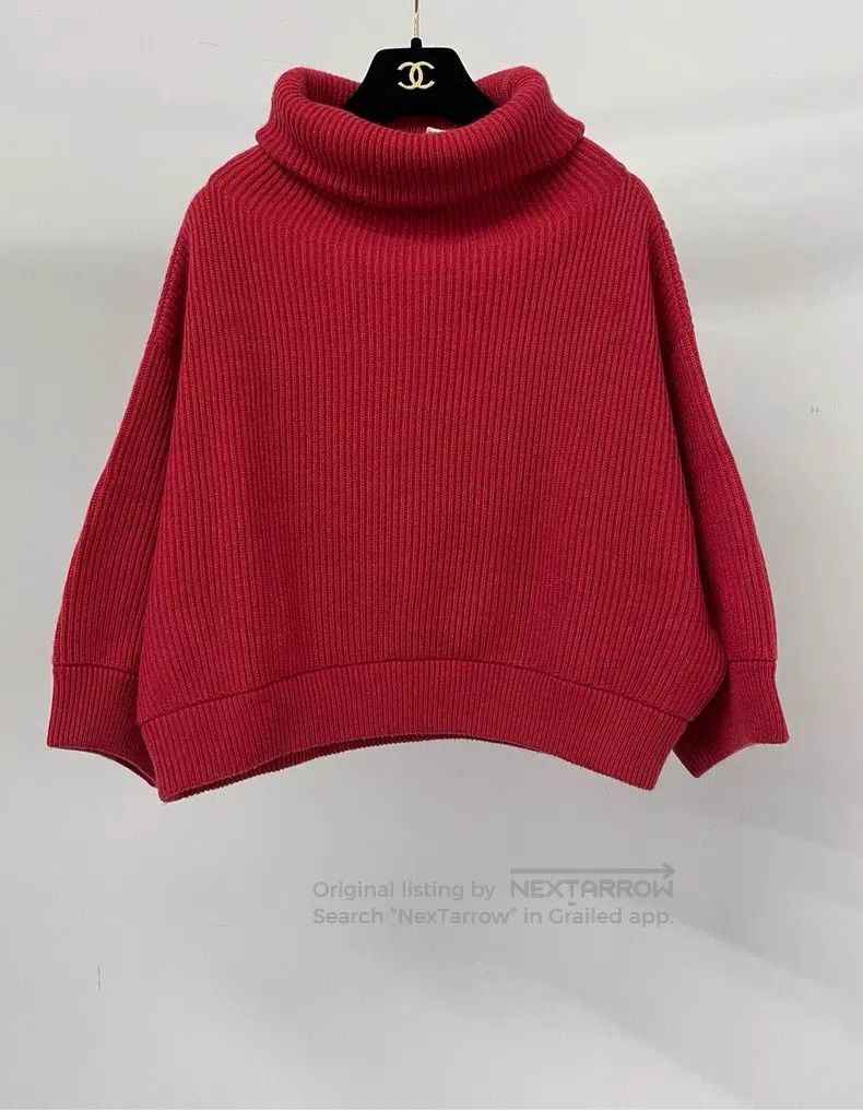 Brunello Cucinelli Brunello Cucinelli Red Cashmere Wool Long Sleeve Top Size S / US 4 / IT 40 - 2 Thumbnail