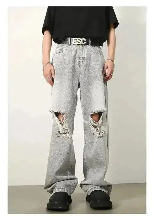 Japanese Brand Baggy Ripped Denim Jeans Size US 32 / EU 48 - 5 Thumbnail