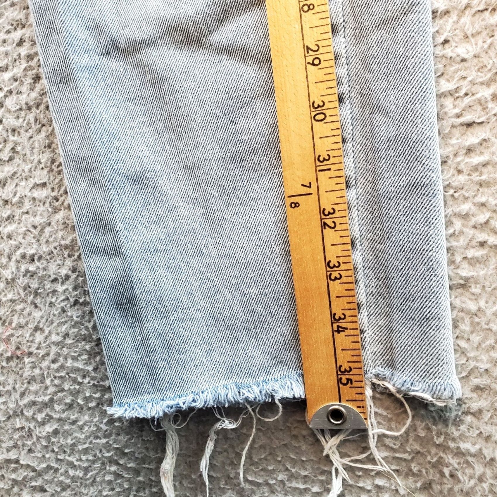 Denime Sincerely Jules Jeans Women's 1/25 Blue Denim Distressed Frayed Hem Flat Front Denim Jeans Size 1 Womens 25in Inseam Mens? Size 25" / US 0 / IT 36 - 5 Thumbnail