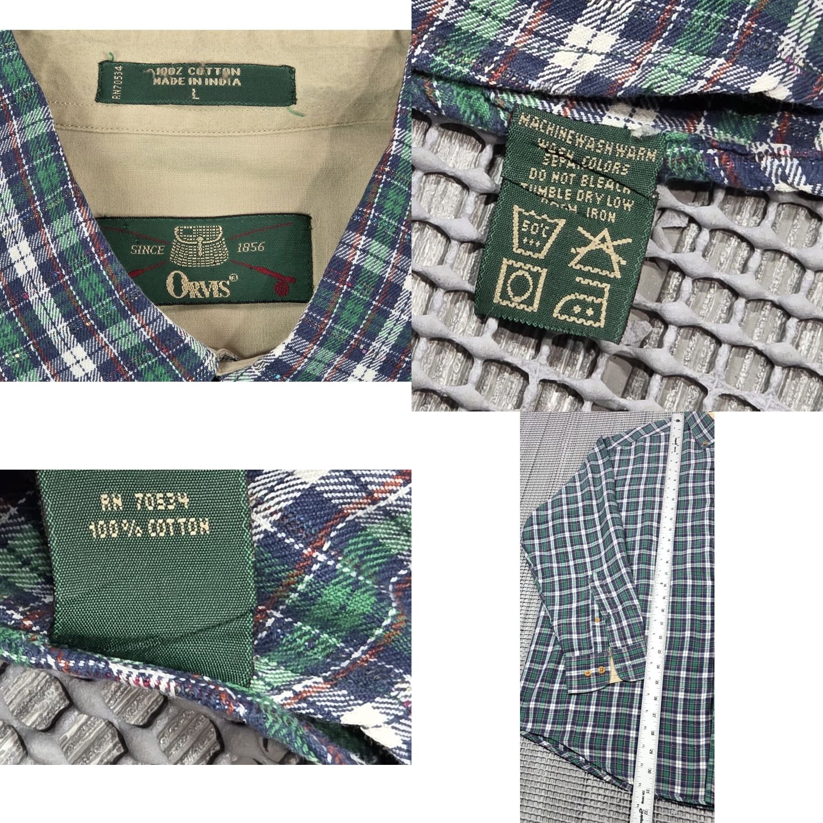 Orvis VTG Orvis Button-Up Mens L Blue Plaid Flannel Southwestern Long Sleeve Shirt Size US L / EU 52-54 / 3 - 8 Thumbnail