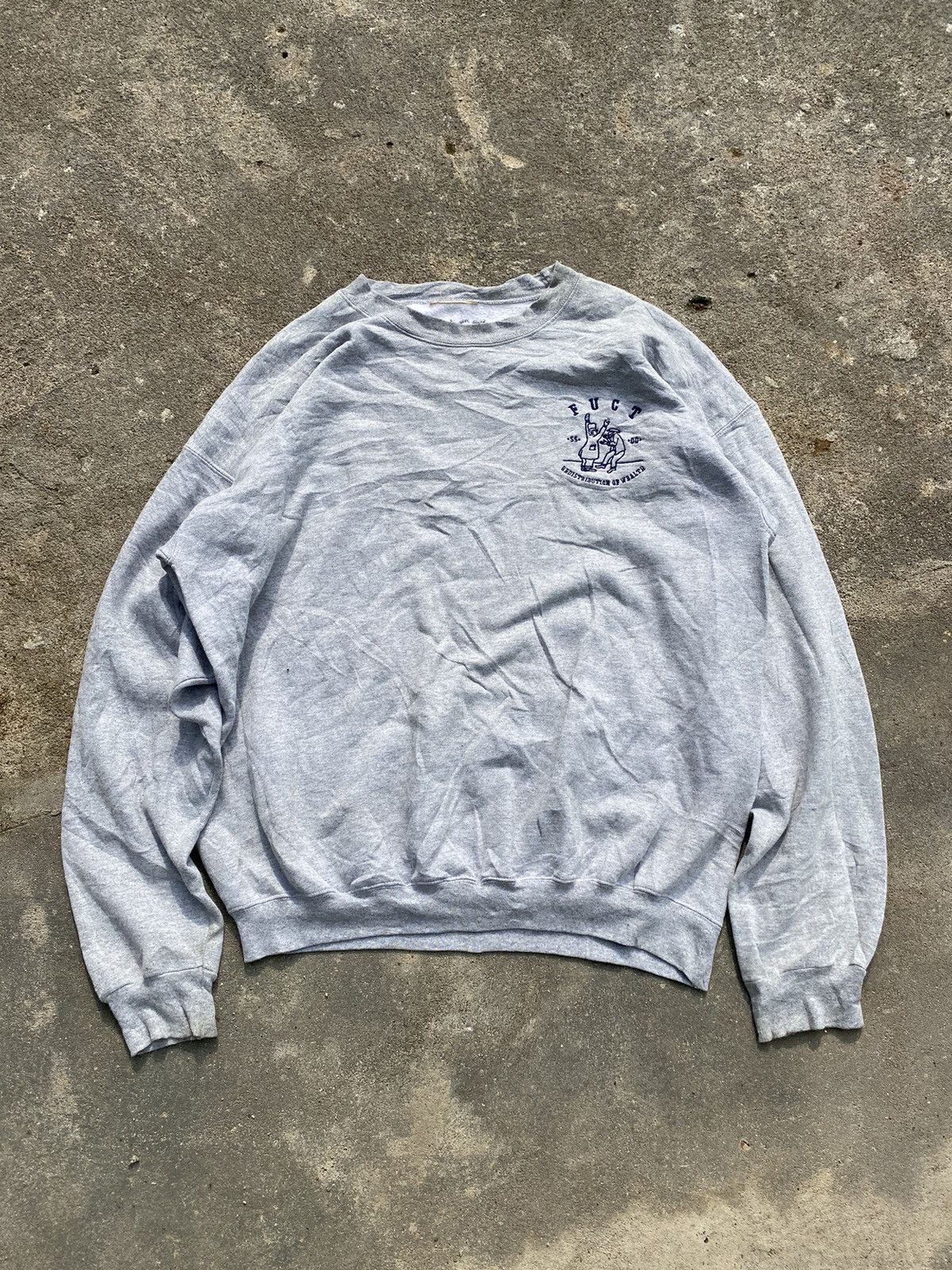 image of Vintage Fuct Ssdd Skateboards Sweatshirts in Light Gray, Men's (Size Large)