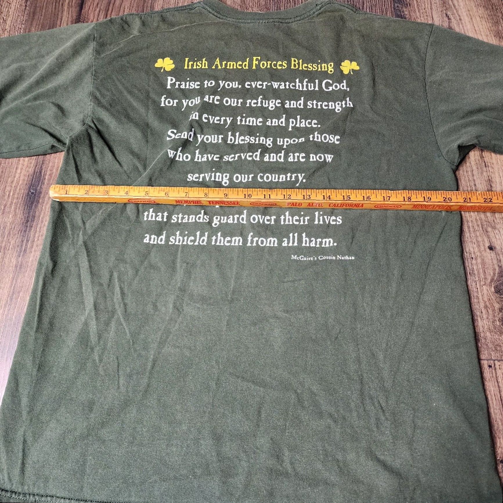 Gildan Gildan T-Shirt Mens L Retro Green Florida Pensacola McGuire's Irish Pub Distressed Short Sleeve Crew Neck Size US L / EU 52-54 / 3 - 3 Thumbnail