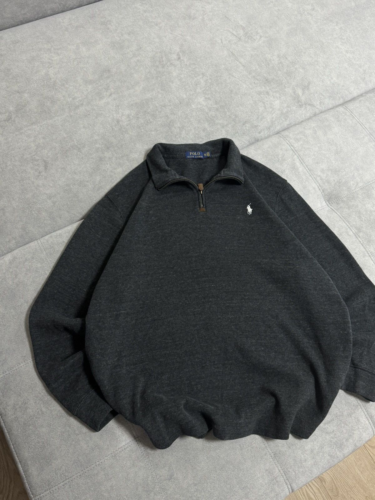 Polo Ralph Lauren × Vintage Vintage Polo Ralph Lauren 1/3 zip classic gray sweatshirt Size US XXL / EU 58 / 5 - 6 Thumbnail