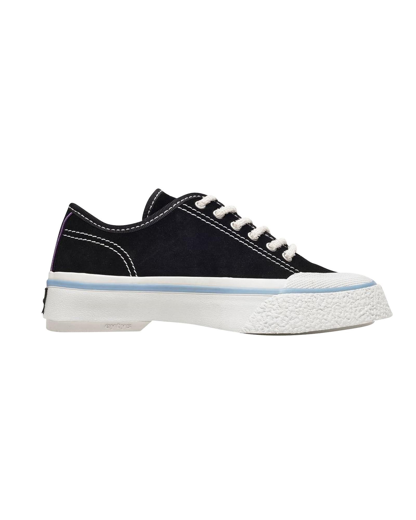image of Eytys Suede Leather Baskets With White Rubber Soles For A Casual-Chic Look Shoes in Black, Women's 