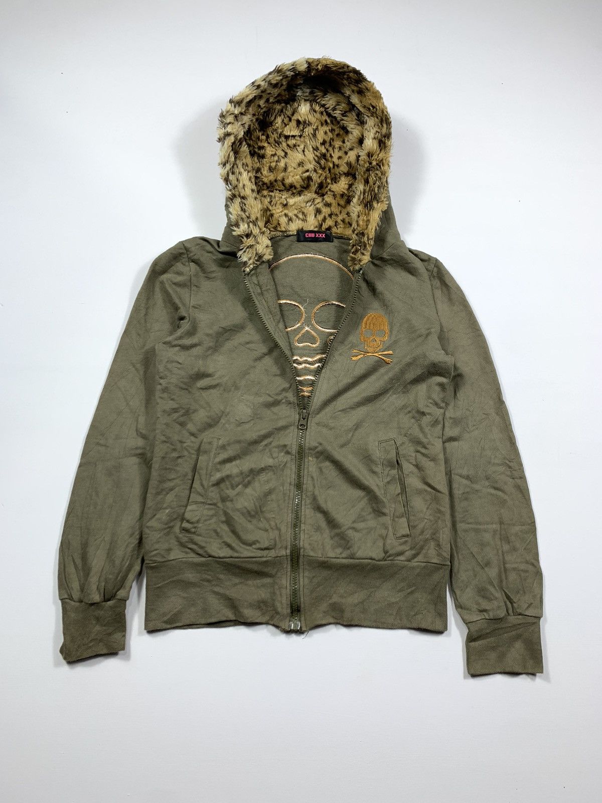 image of If Six Was Nine x Le Grande Bleu L G B Binding Offer Japanese Chu Xxx Skull Faux Fur Hoodie in Old 