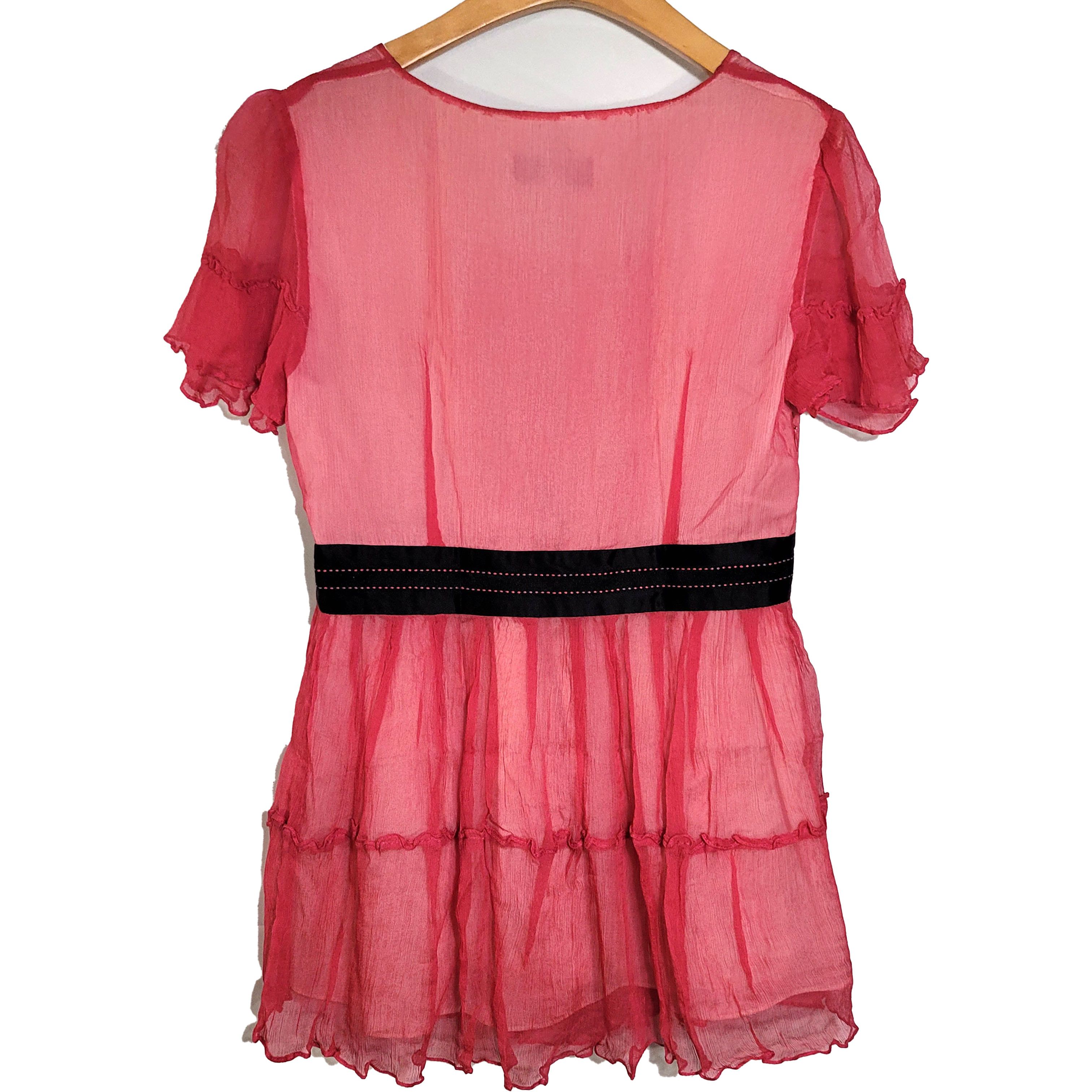 Other Women's 100% Silk Size XS Short Sleeve Top Mini Dress SCK244 Size XS / US 0-2 / IT 36-38 - 2 Thumbnail