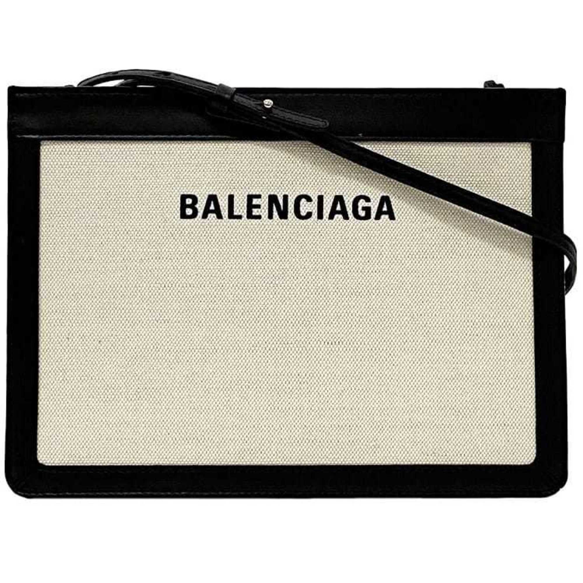 Balenciaga Balenciaga Shoulder Bag Navy Pochette f-21650 Natural White Black 339937 Canvas Leather 1080 Y 528147 BALENCIAGA Crossbody Freestanding Square Size ONE SIZE - 1 Thumbnail