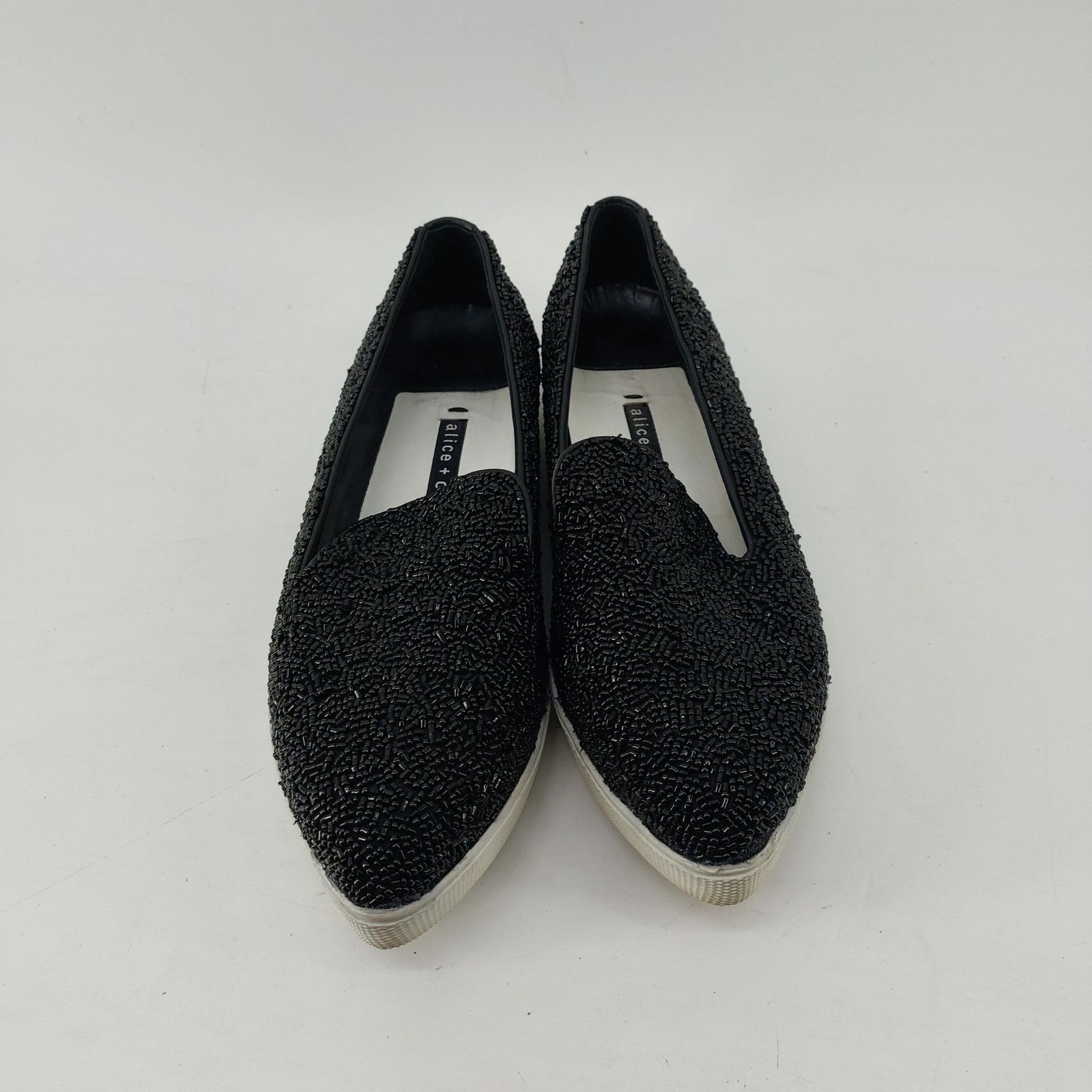 Alice + Olivia Alice + Olivia Beaded Sneaker Shoe Black Leather Point Toe Size US 9 / IT 39 - 2 Thumbnail