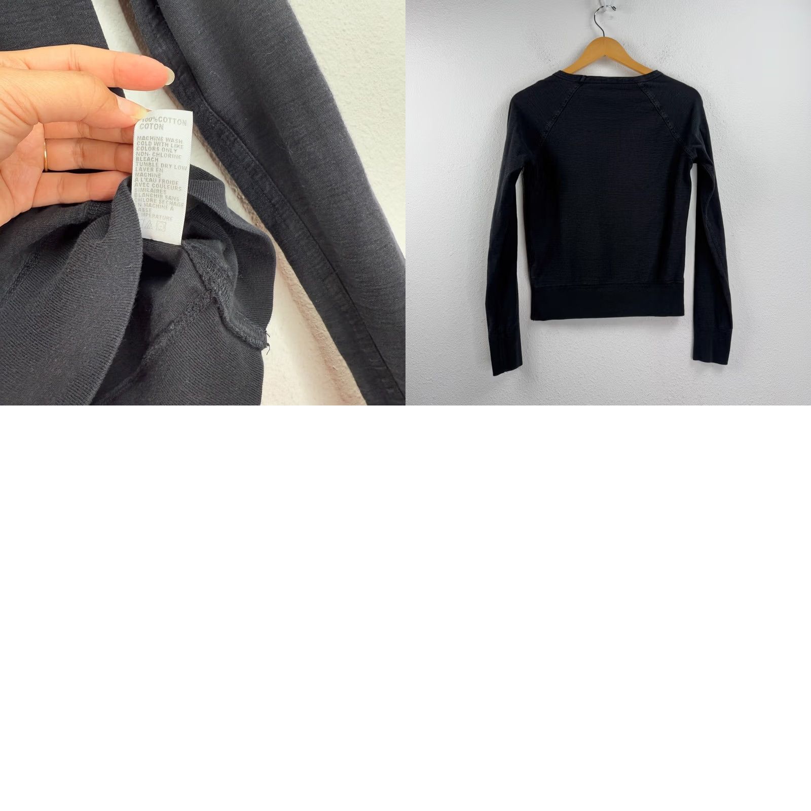 James Perse James Perse Womens Cropped Sweater Size S 1 Black Long Raglan Sleeve Scoop Neck Pullover Knit Cotton Knitwear Regular Womens Size XS / US 0-2 / IT 36-38 - 8 Thumbnail