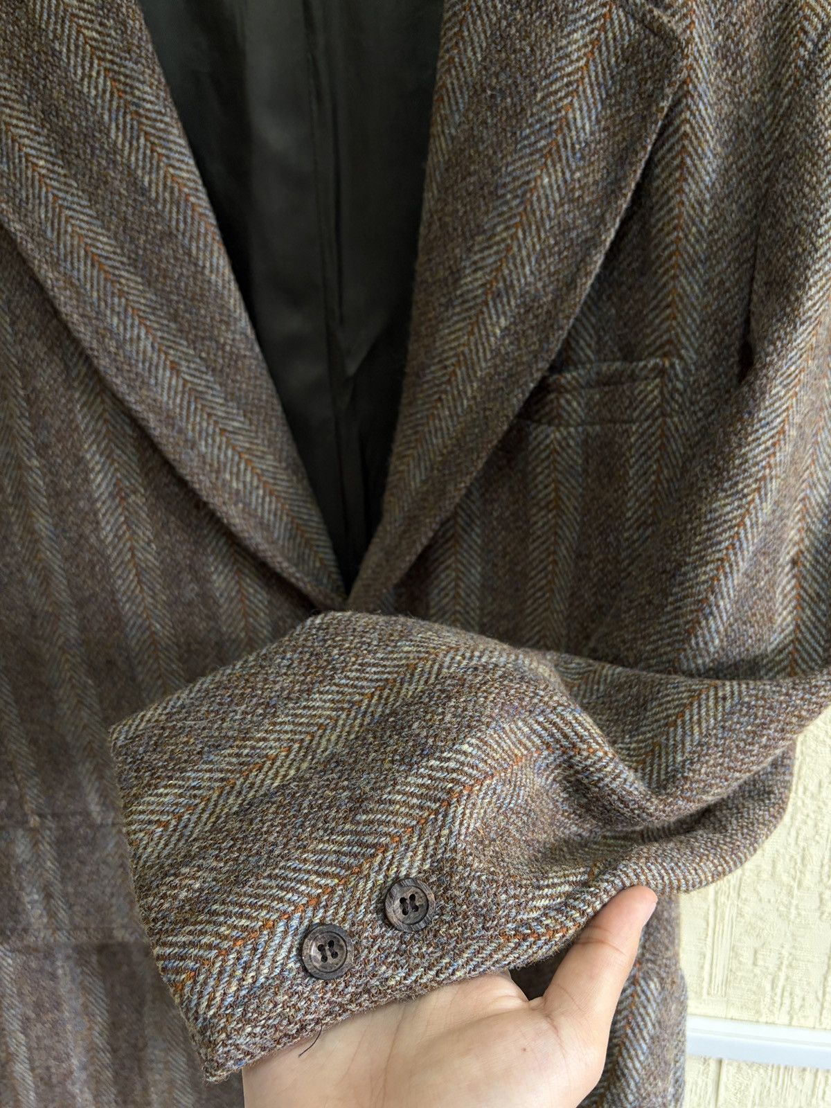 Harris Tweed Rare Vintage 60s Harris Tweed Herringbone Wool Blazer 44 Size 44R - 12 Thumbnail