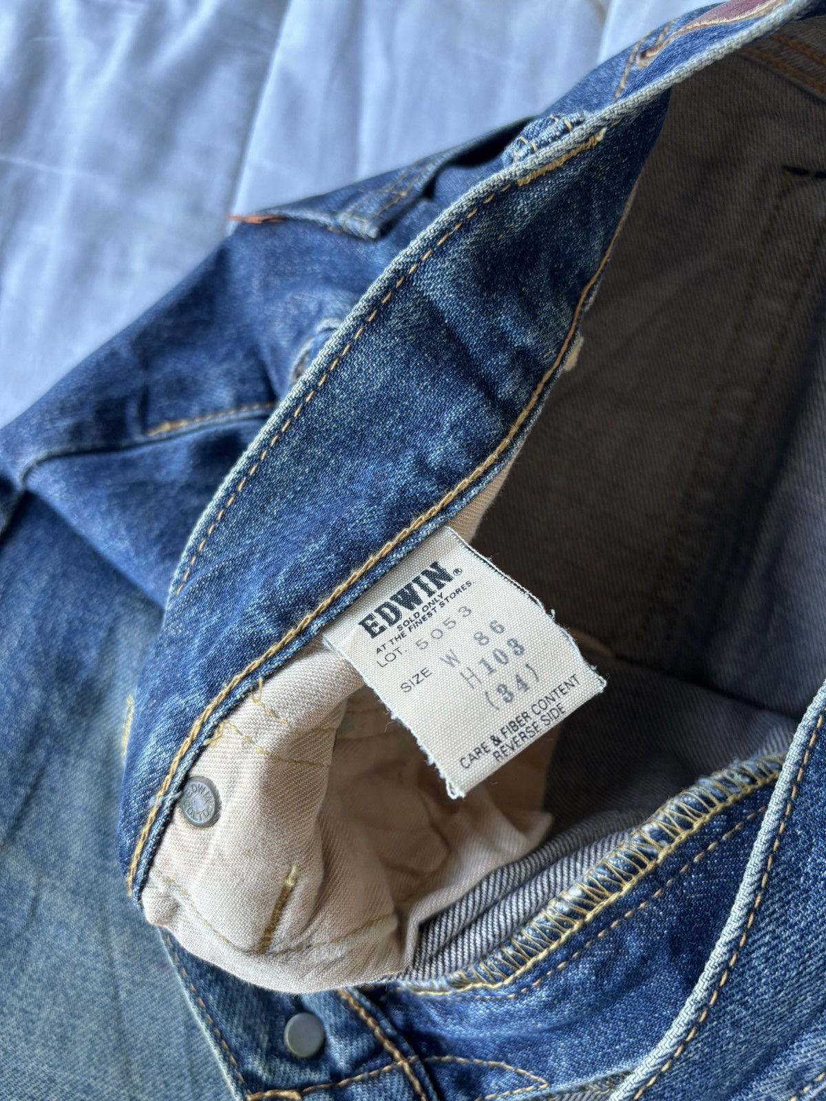 Edwin 🔥EDWIN 505xx SELVEDGE BAGGY JEANS RIPPED DISTRESSED DENIM Size US 33 - 23 Thumbnail