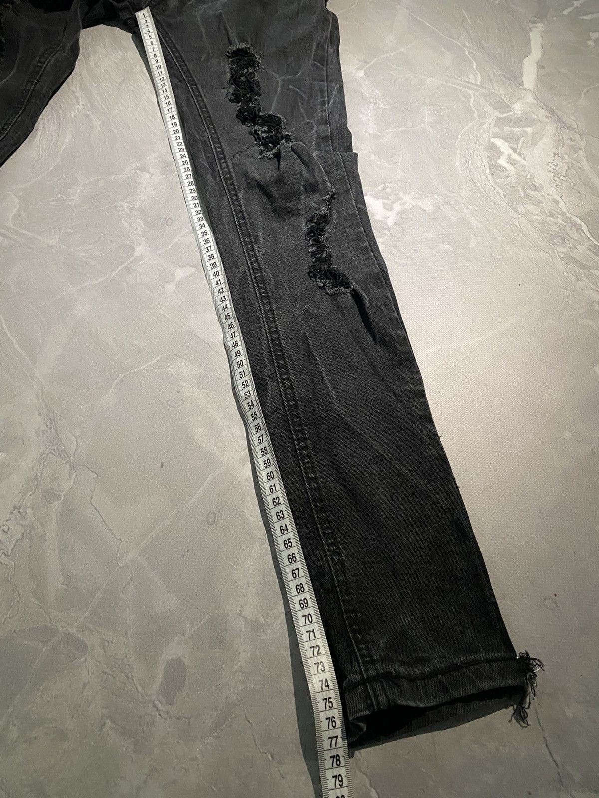 Vintage Black Distressed Skinny Fit Jeans Y2K Size US 31 - 13 Thumbnail