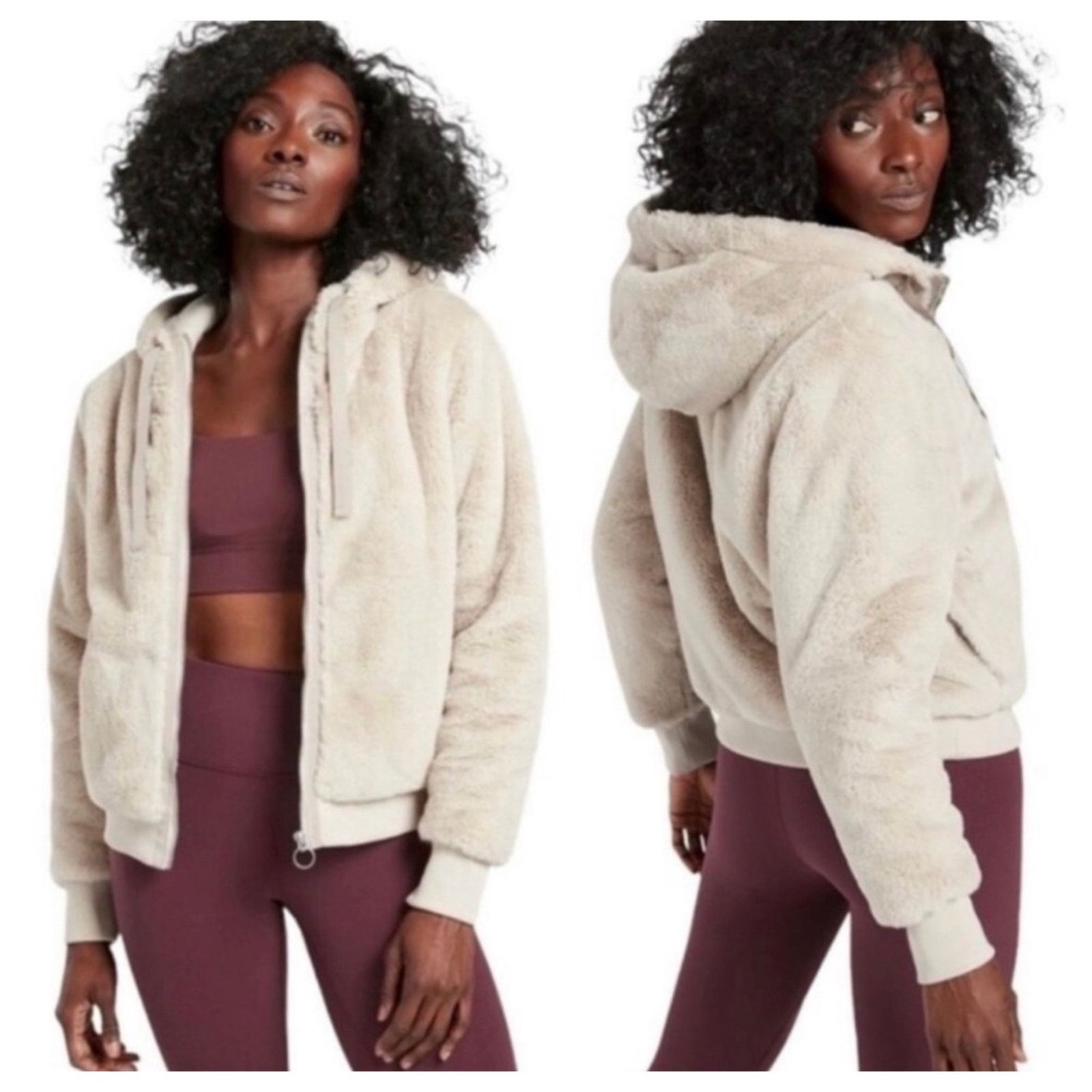 Athleta Athleta Ritual Faux-Fur Jacket Beige Abalone Size XXS / US 00 / IT 34 - 1 Thumbnail